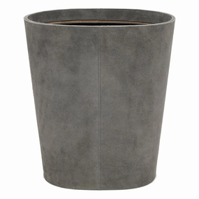 Segovia Suede Leather Oval Wastebasket (Dark Gray) Home Decor Office Organization Convenient shopping