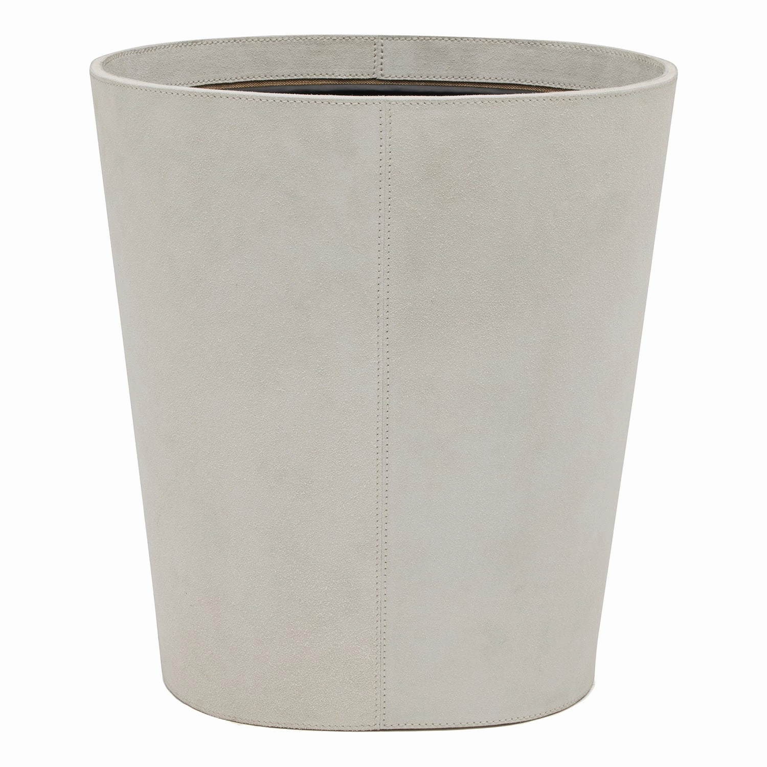 Segovia Suede Leather Oval Wastebasket (Light Gray)