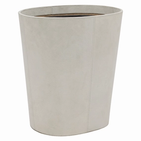 Segovia Suede Leather Oval Wastebasket (Light Gray) Home Decor Office Organization Convenient shopping