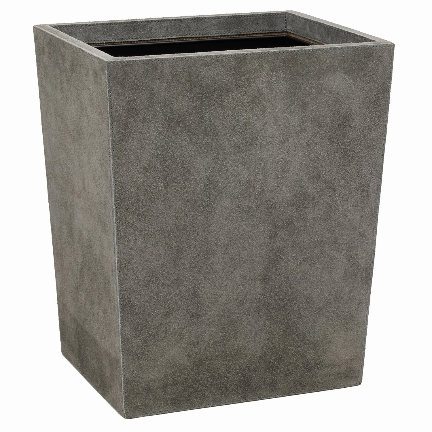 Segovia Suede Leather Rectangle Wastebasket (Dark Gray)