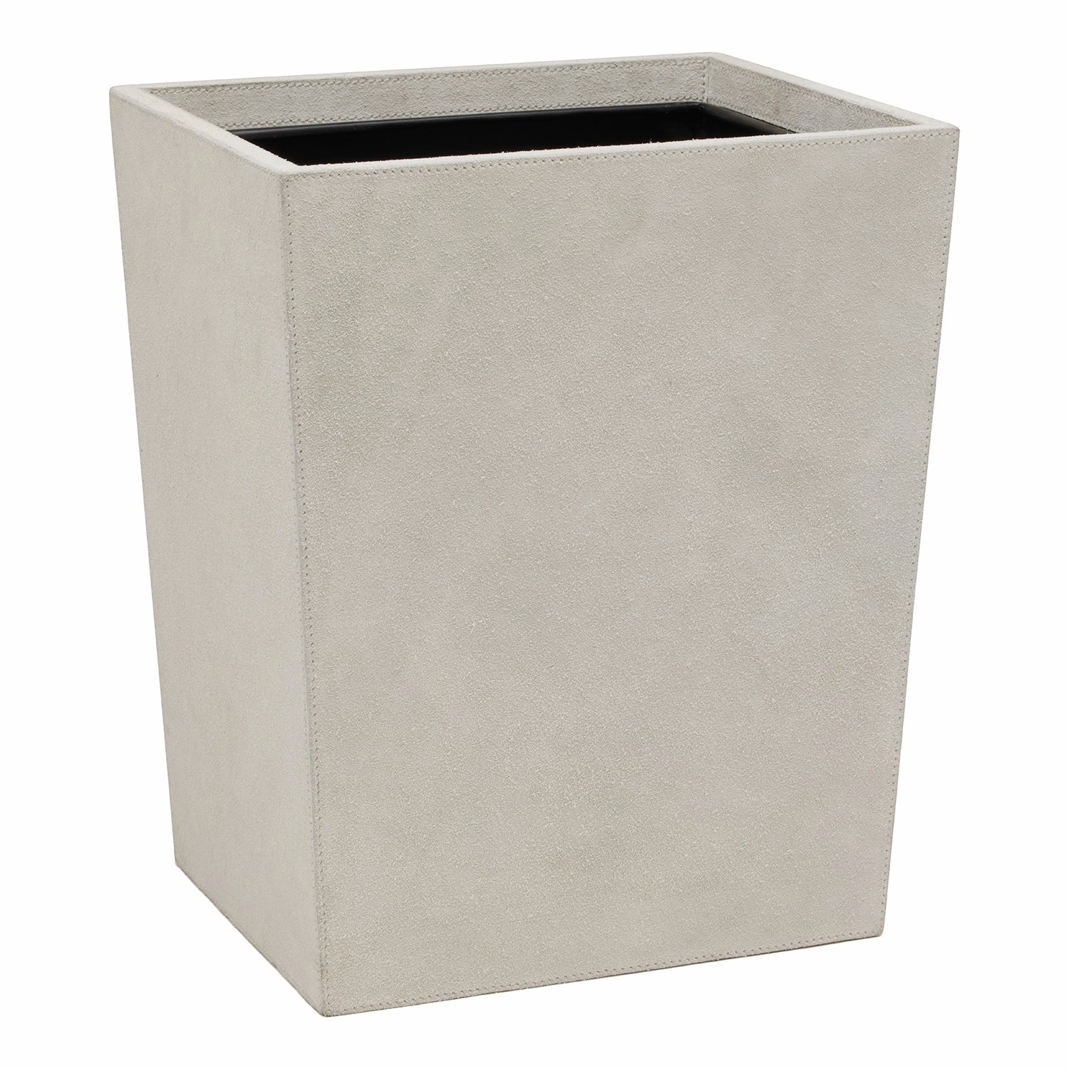 Segovia Suede Leather Rectangle Wastebasket (Light Gray)