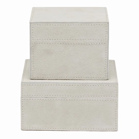 Segovia Suede Leather Square Boxes Set/2 (Light Gray) Home Decor Office Organization Convenient shopping
