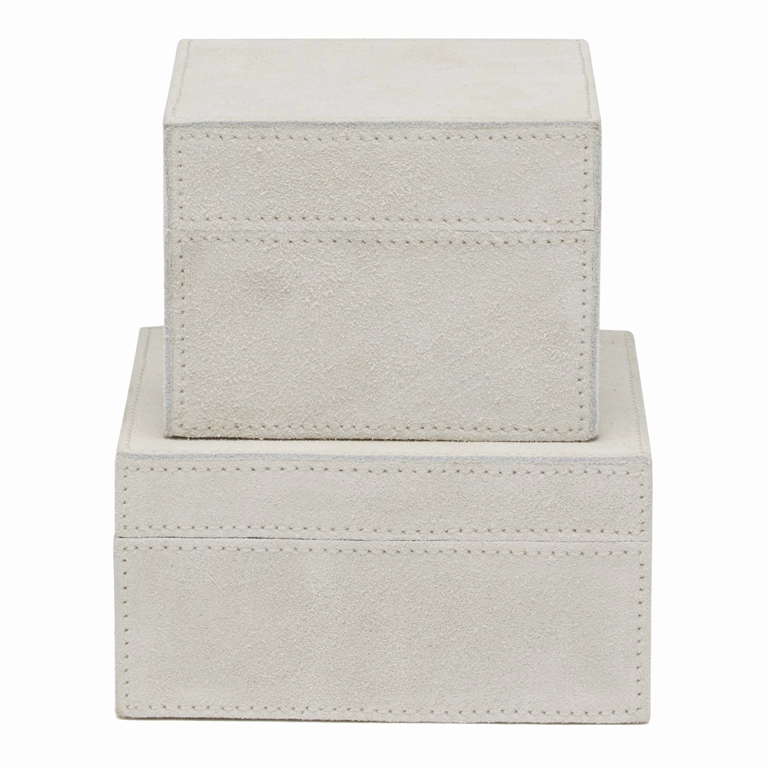 Segovia Suede Leather Square Boxes Set/2 (Light Gray) Home Decor Office Organization Convenient shopping