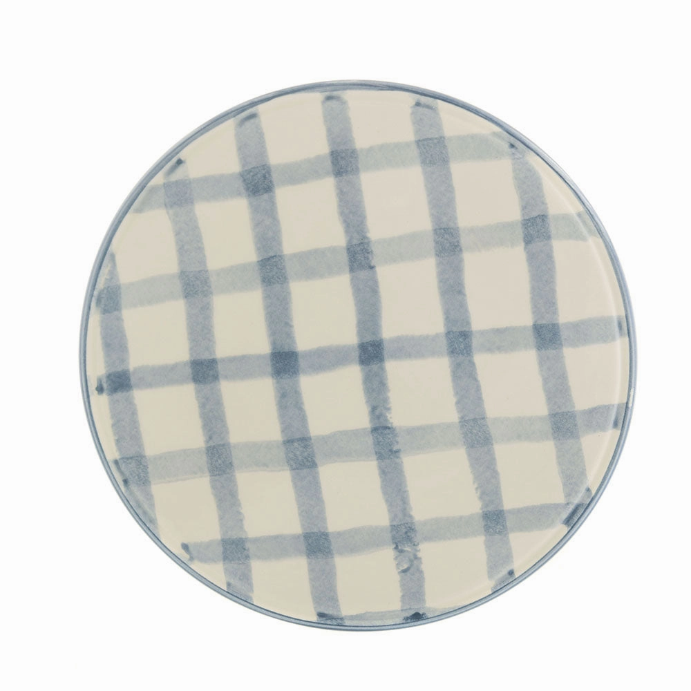 SERVING BOARD Round Ceramic Gingham 21cm Serveware clearance shop