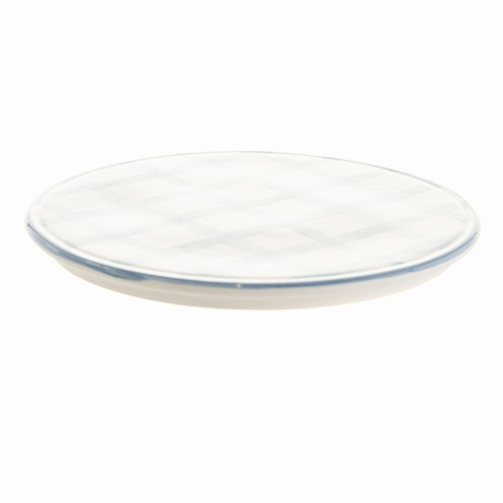 SERVING BOARD Round Ceramic Gingham 21cm