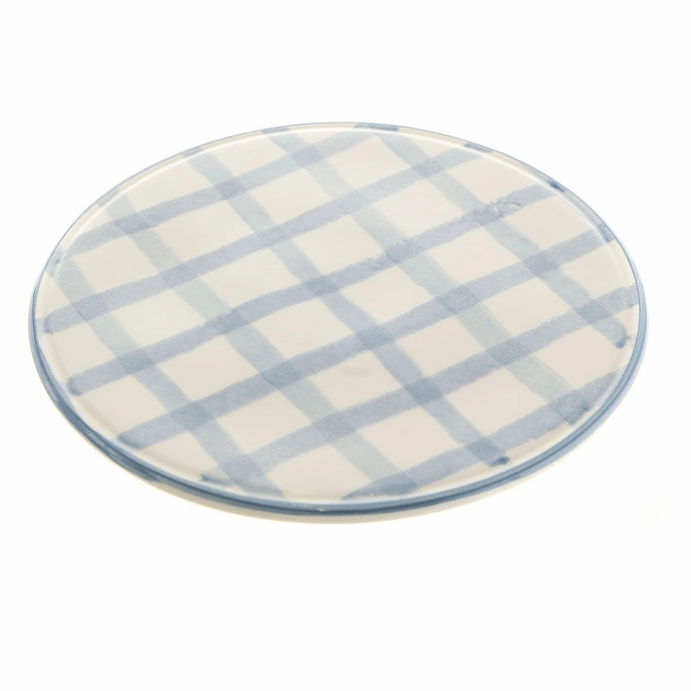 SERVING BOARD Round Ceramic Gingham 21cm