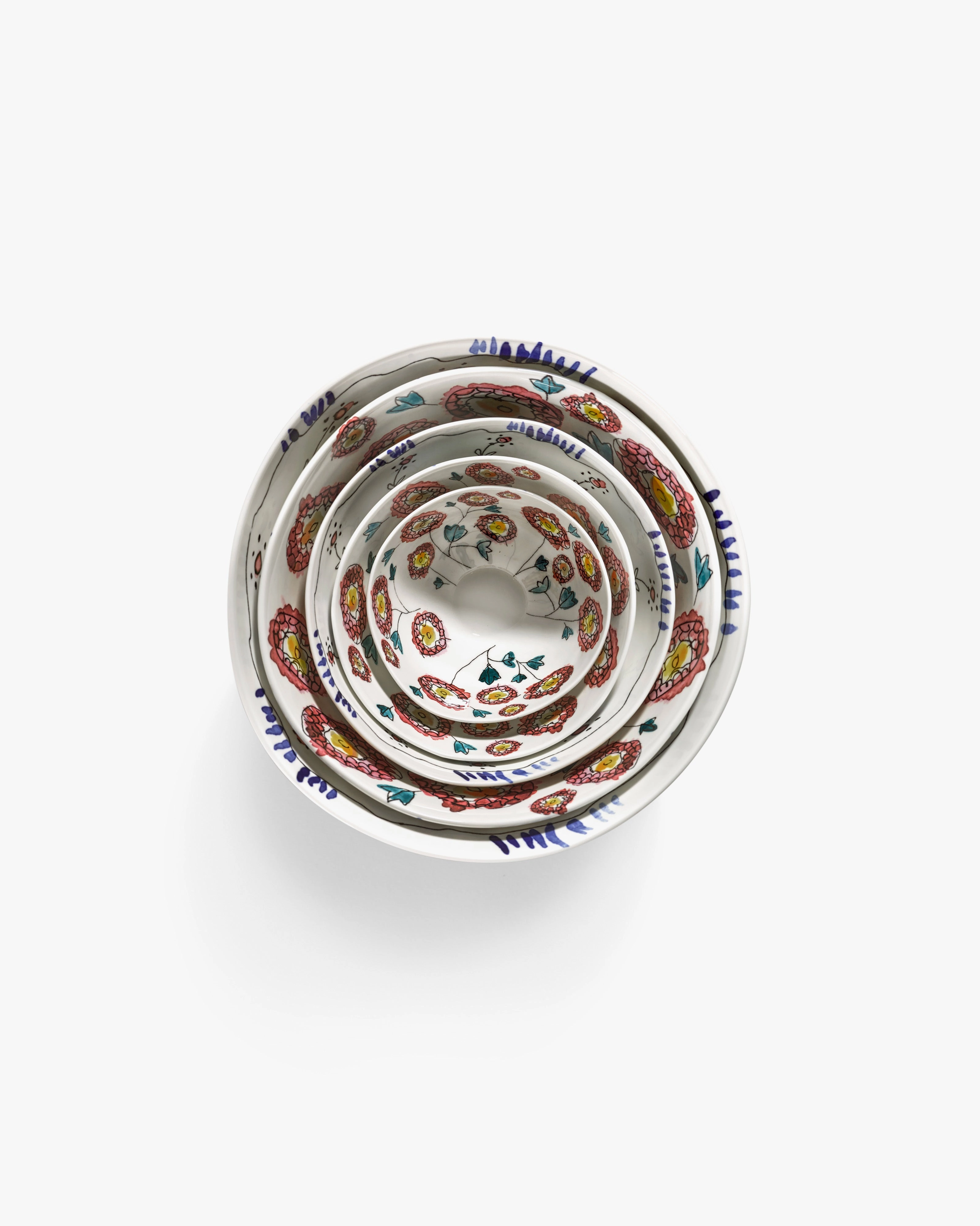 Serving bowl L Anemone milk Midnight Flowers