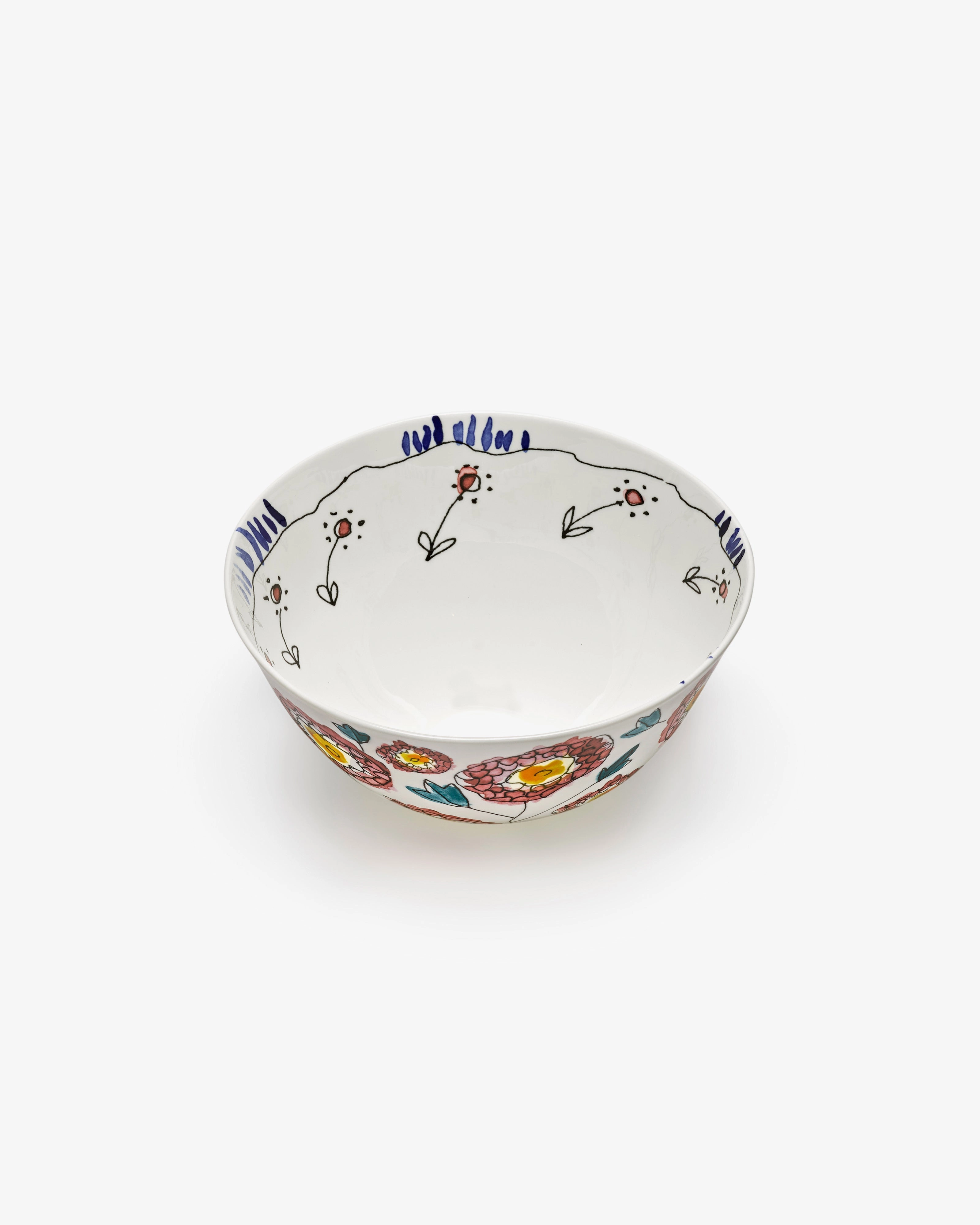 Serving bowl L Anemone milk Midnight Flowers