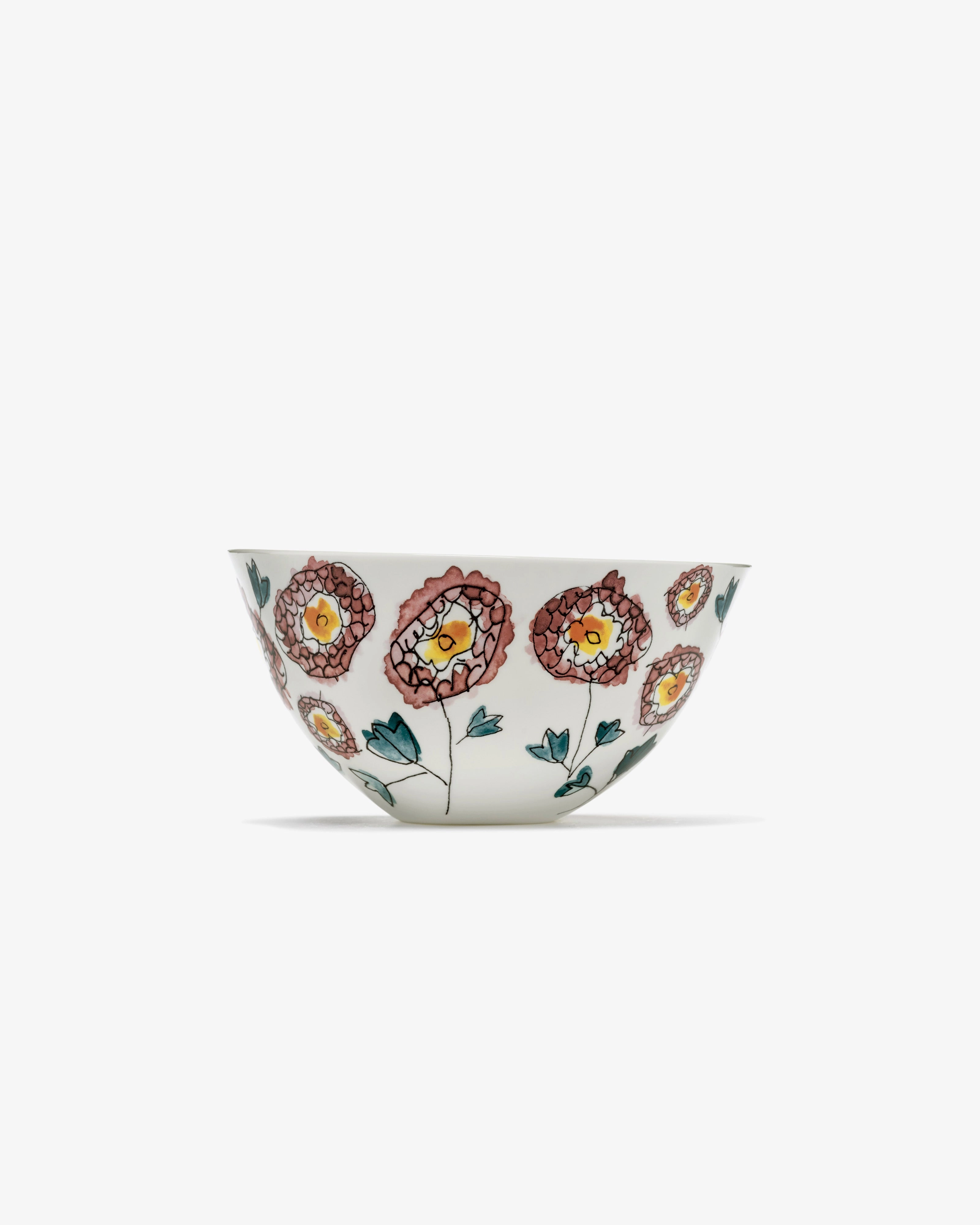 Serving bowl L Anemone milk Midnight Flowers