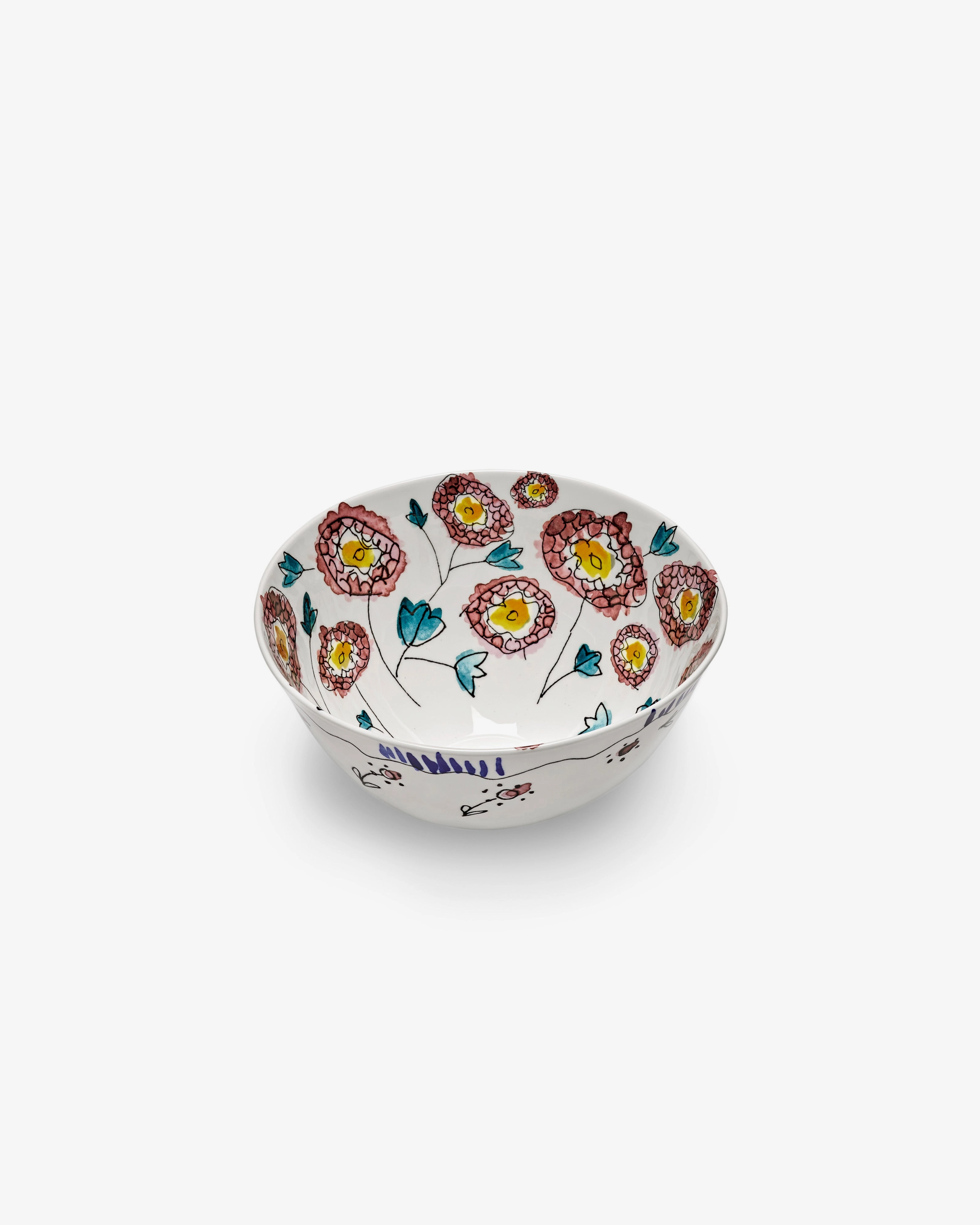 Serving bowl M Anemone milk Midnight Flowers