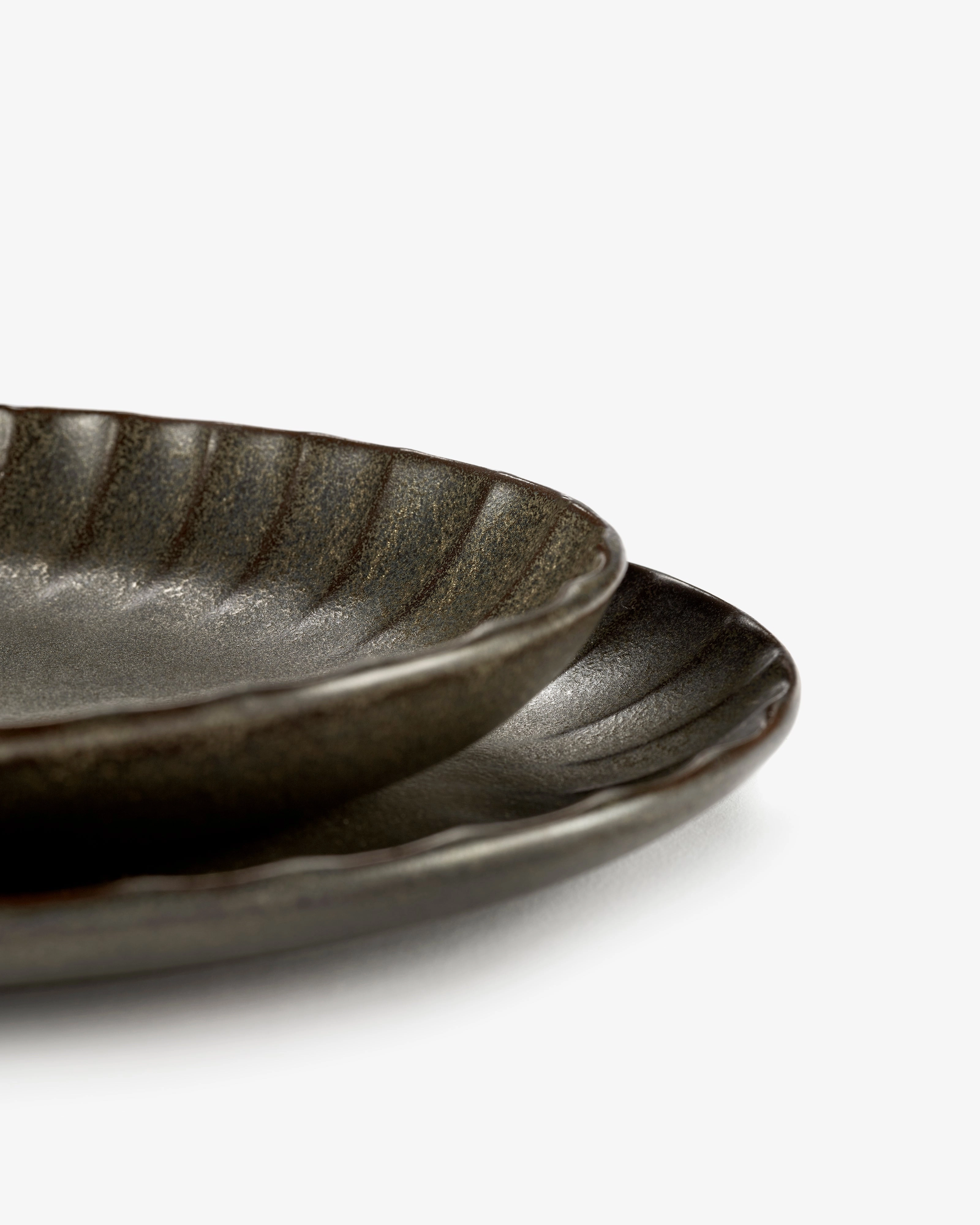 Serving bowl oval L green Inku