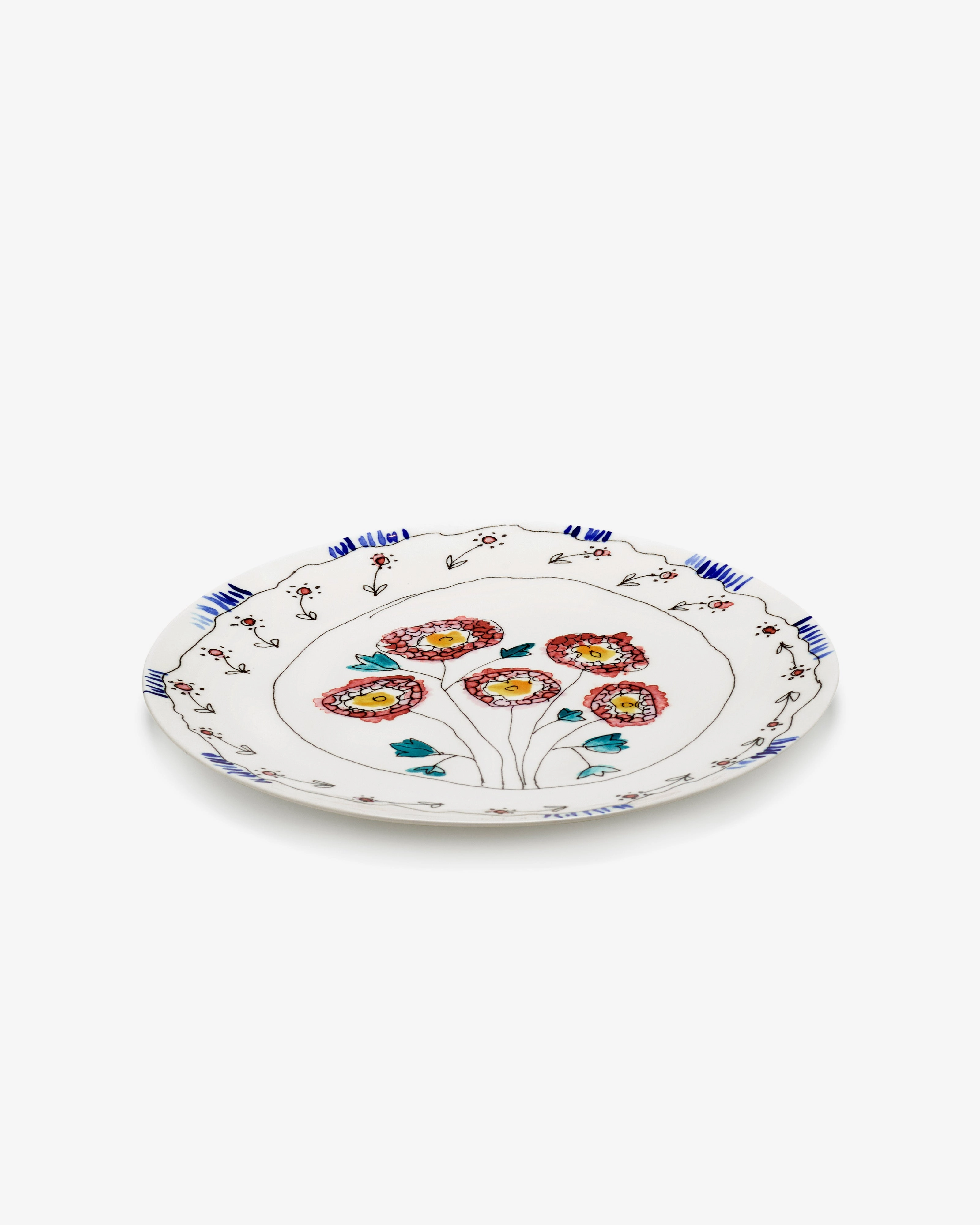 Serving plate L Anemone milk Midnight Flowers Dinnerware tableware outlet
