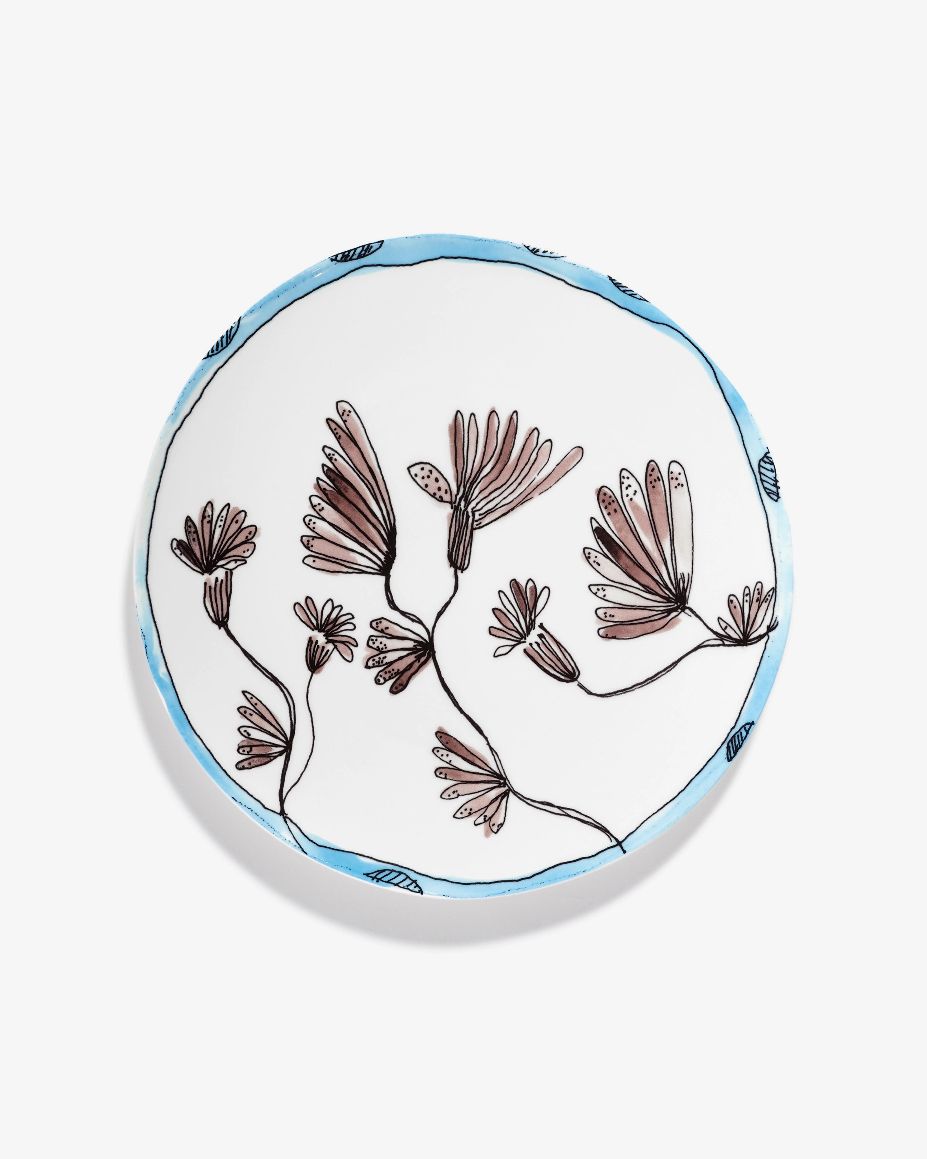 Serving plate L Camelia aubergine Midnight Flowers