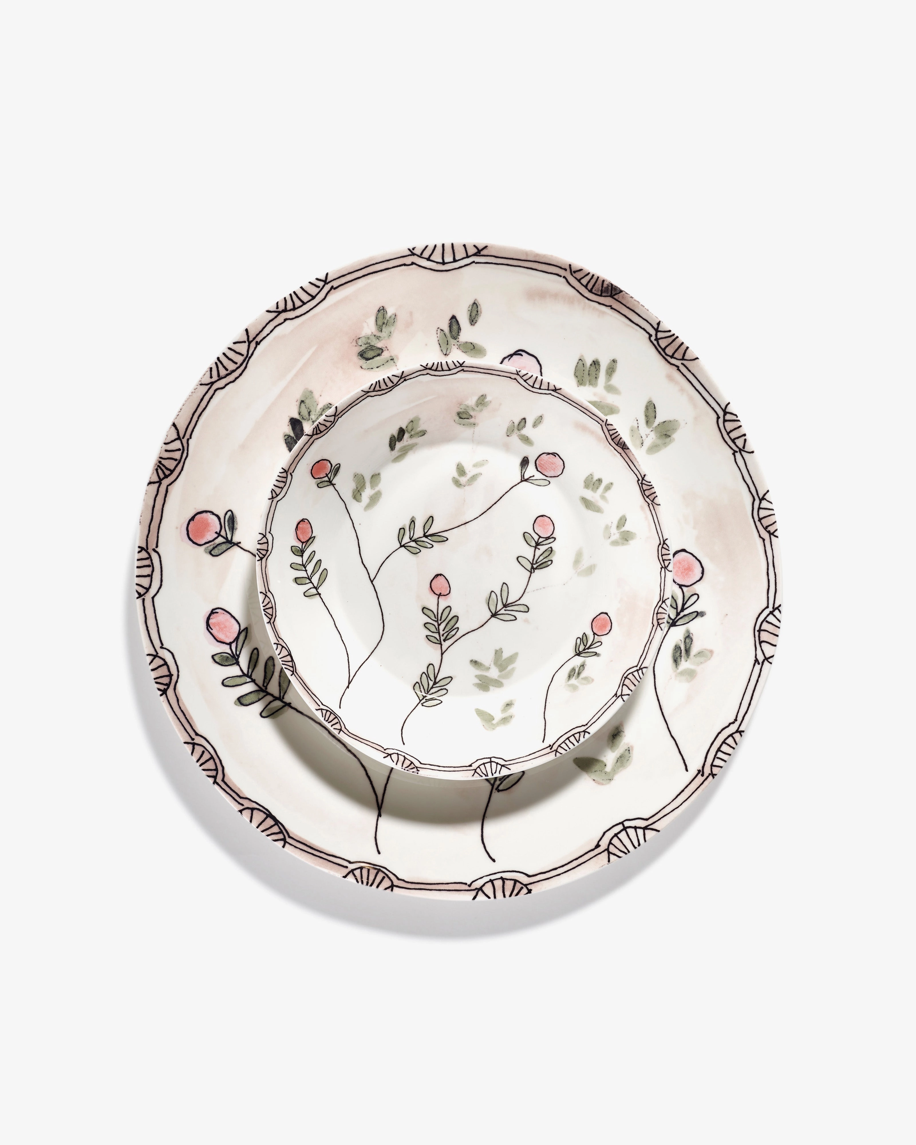 Serving plate L Mirtillo nude Midnight Flowers