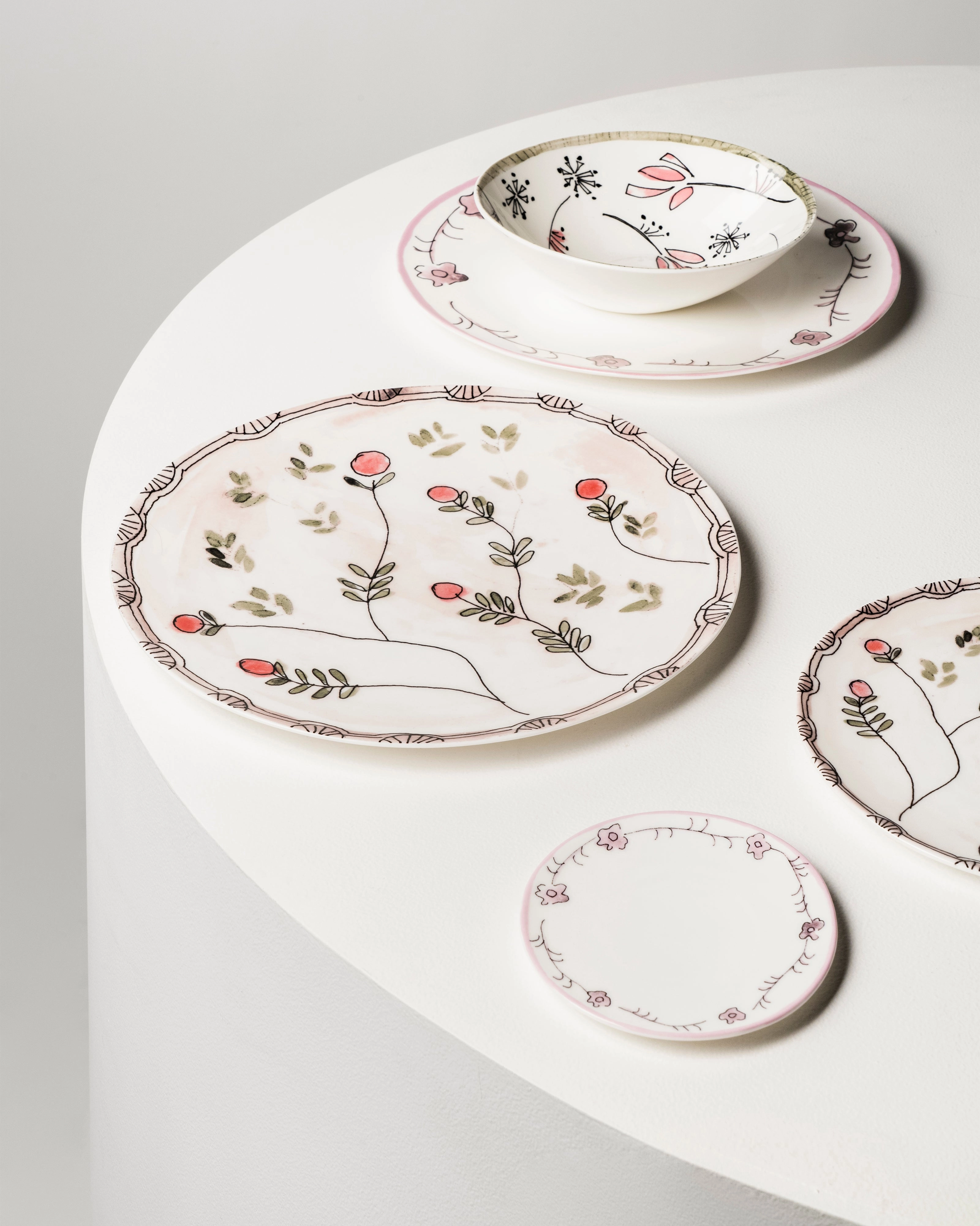Serving plate L Mirtillo nude Midnight Flowers