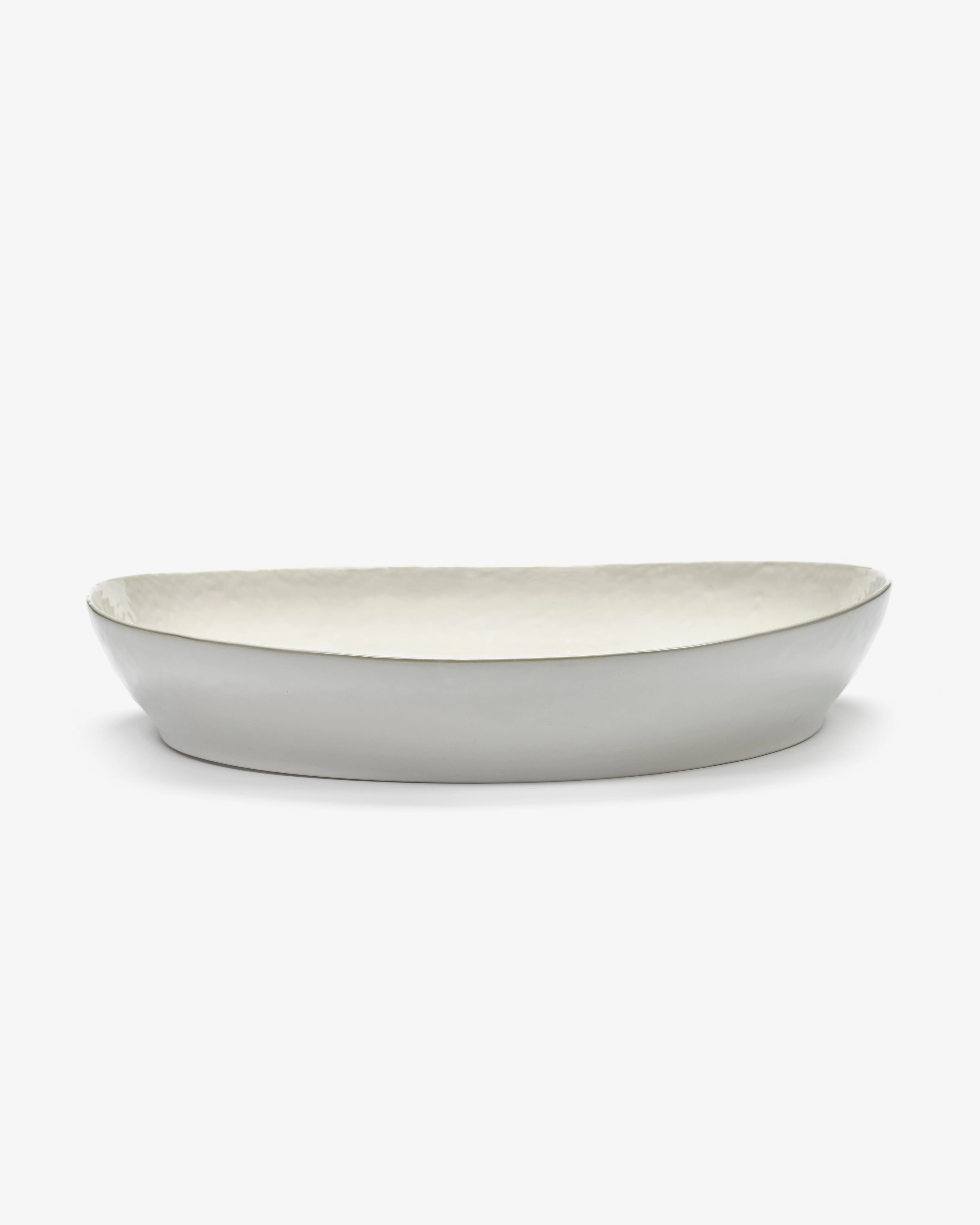 Serving plate L off-white - black artichoke Feast
