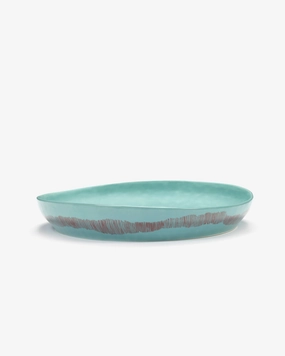 Serving plate M azure - red stripes Feast Dinnerware tableware outlet