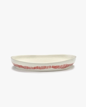 Serving plate M white - red stripes Feast Dinnerware tableware outlet