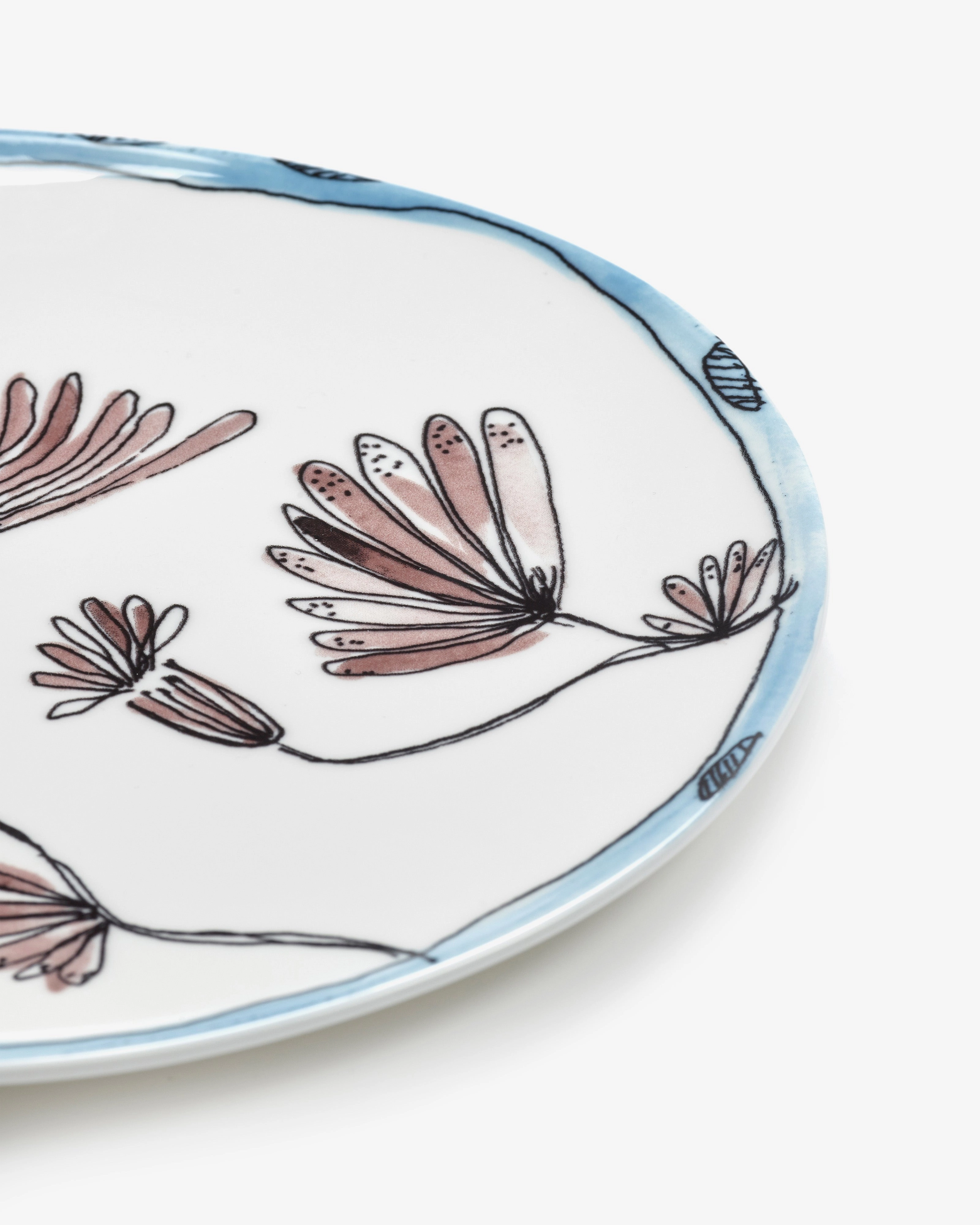 Serving plate S Camelia aubergine Midnight Flowers