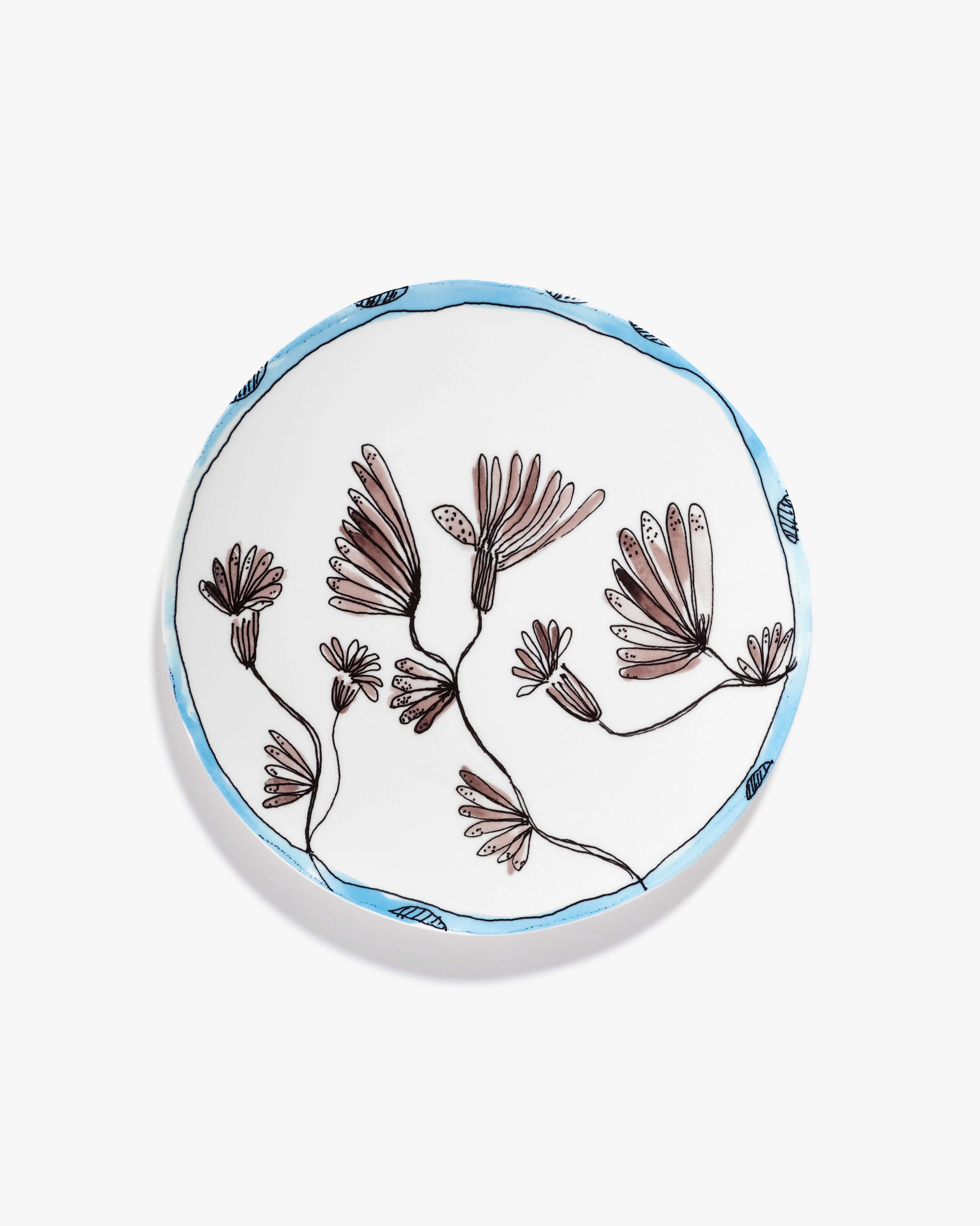 Serving plate S Camelia aubergine Midnight Flowers
