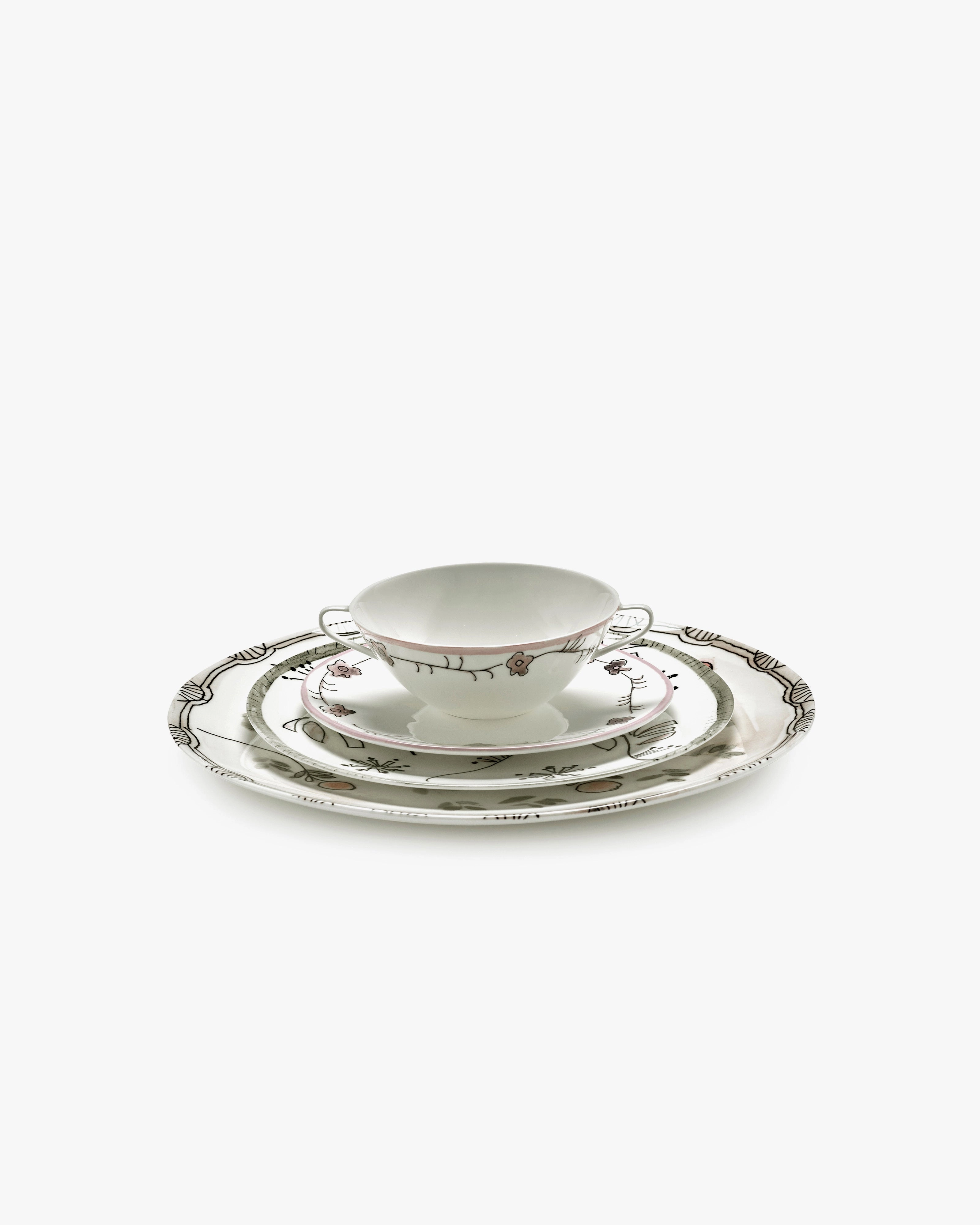 Serving plate S Mirtillo nude Midnight Flowers