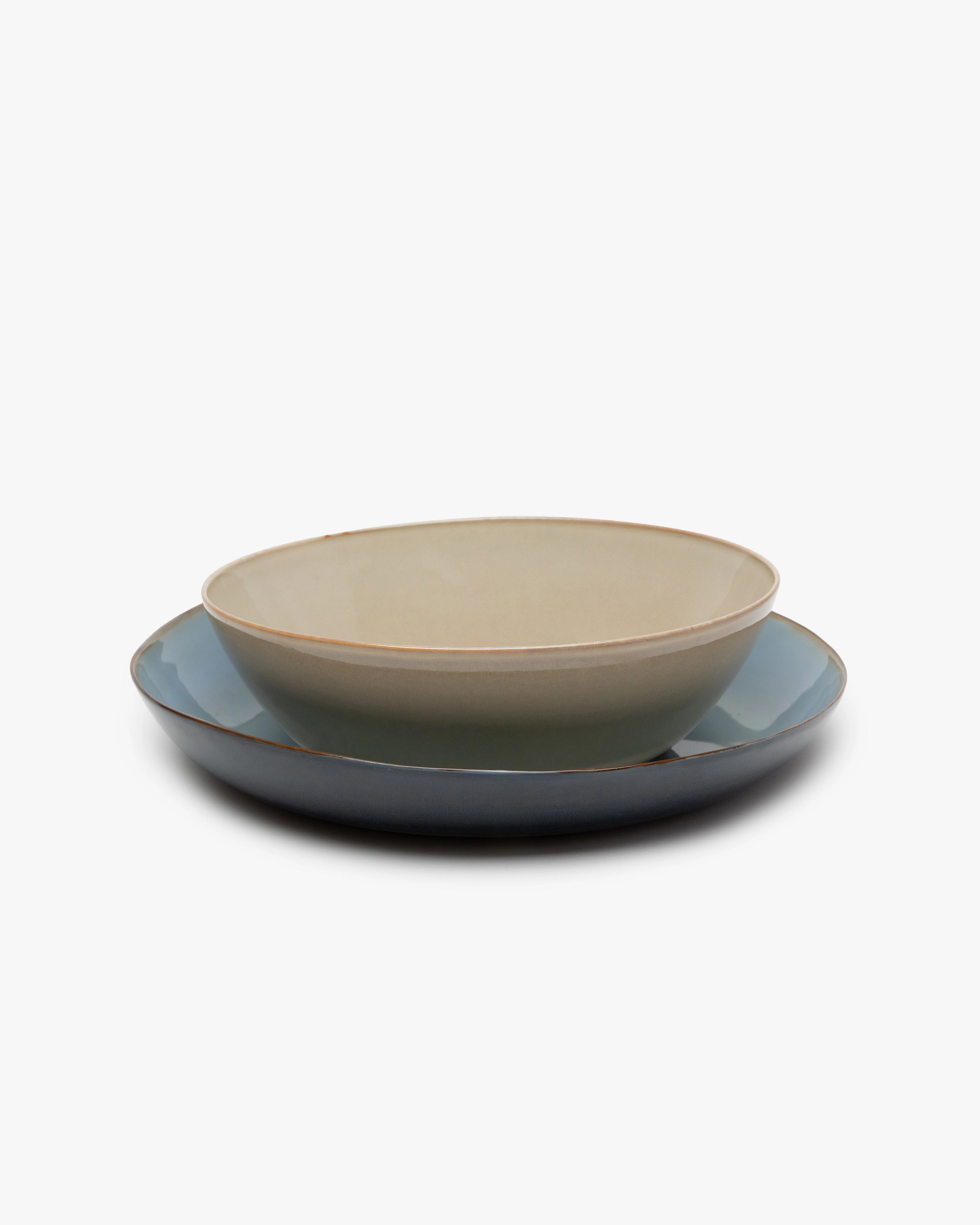 Serving plate smoky blue/dark blue Terres de rves