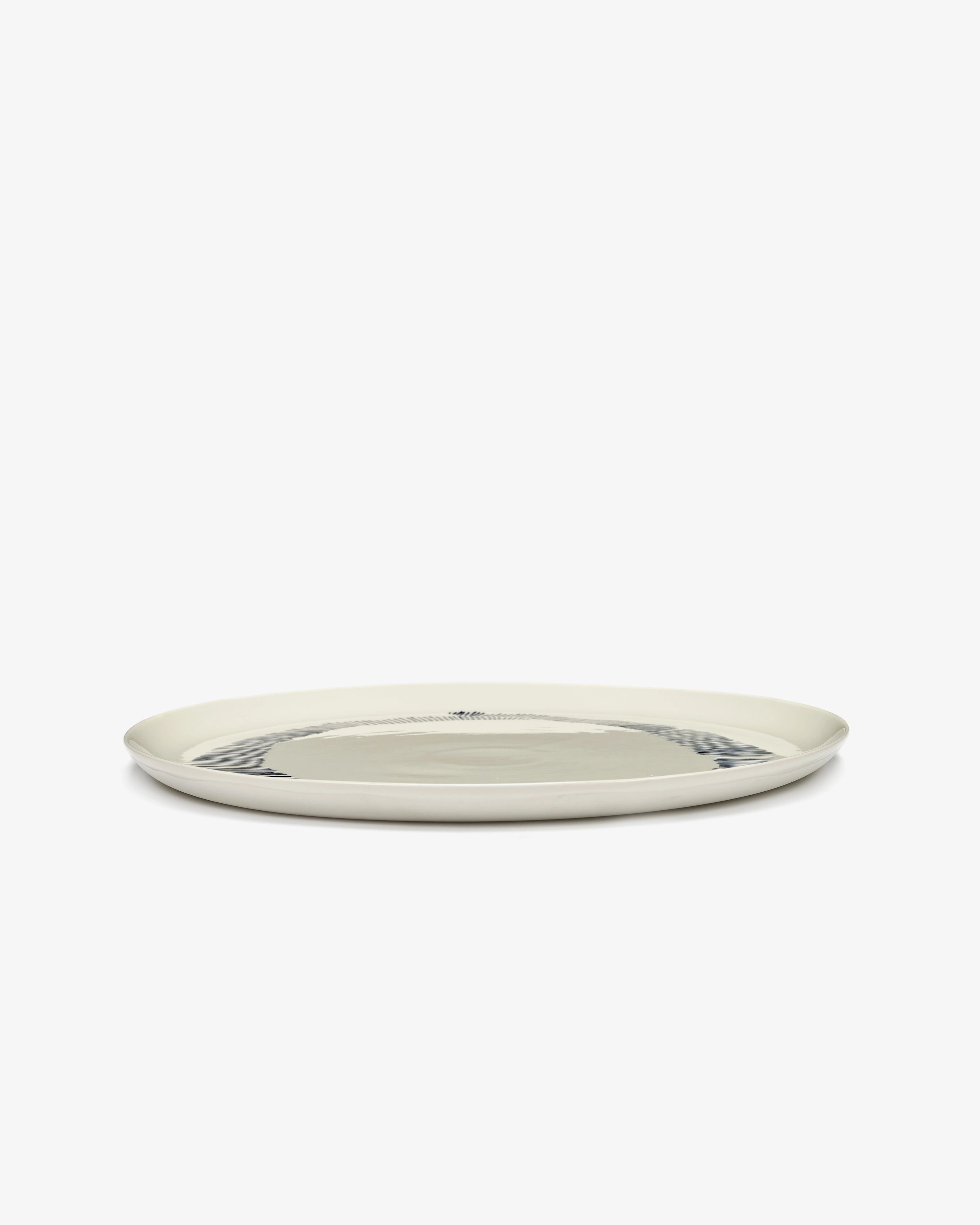 Serving plate white - blue stripes Feast