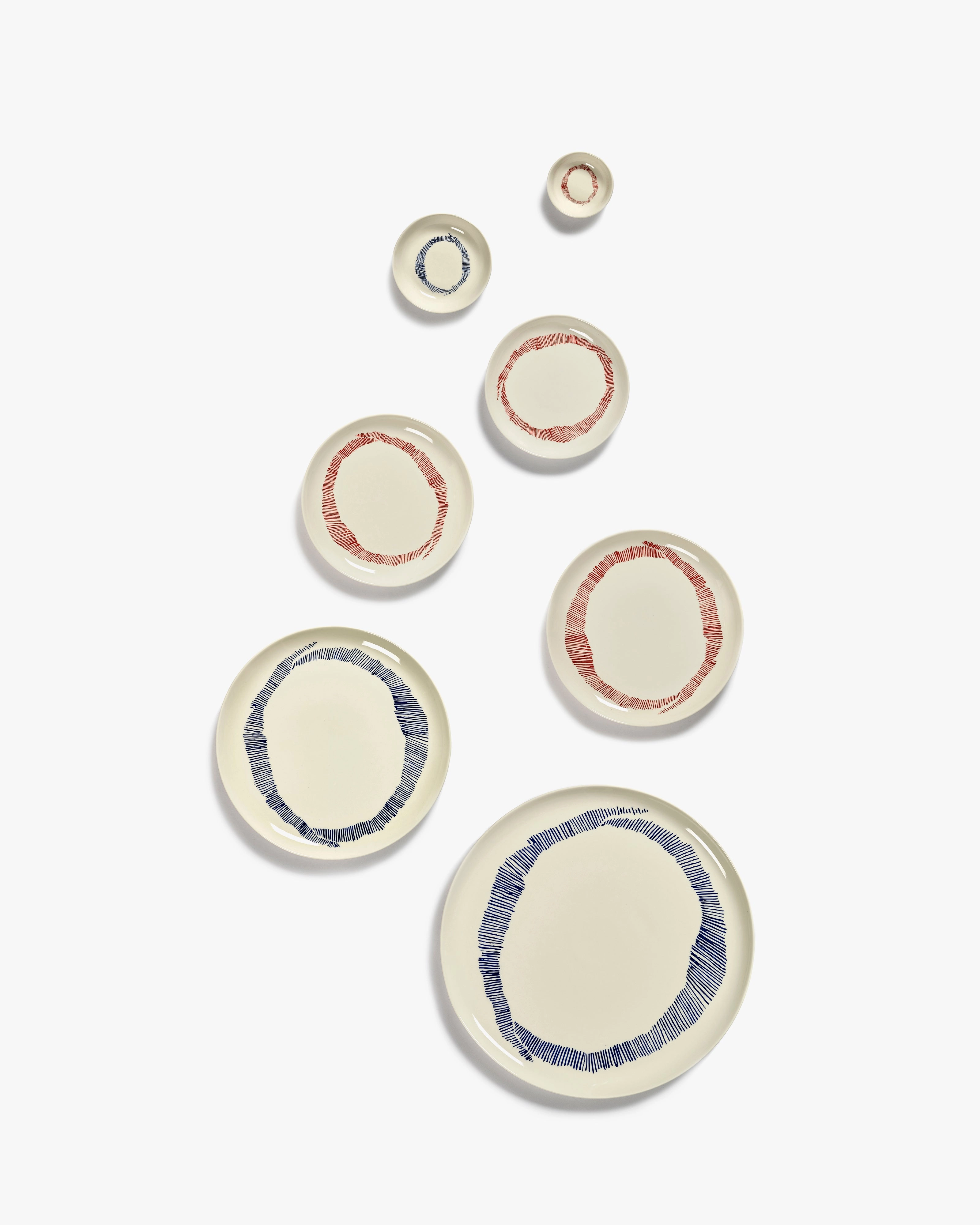 Serving plate white - blue stripes Feast