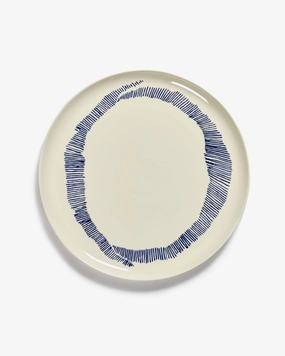 Serving plate white - blue stripes Feast Dinnerware tableware outlet