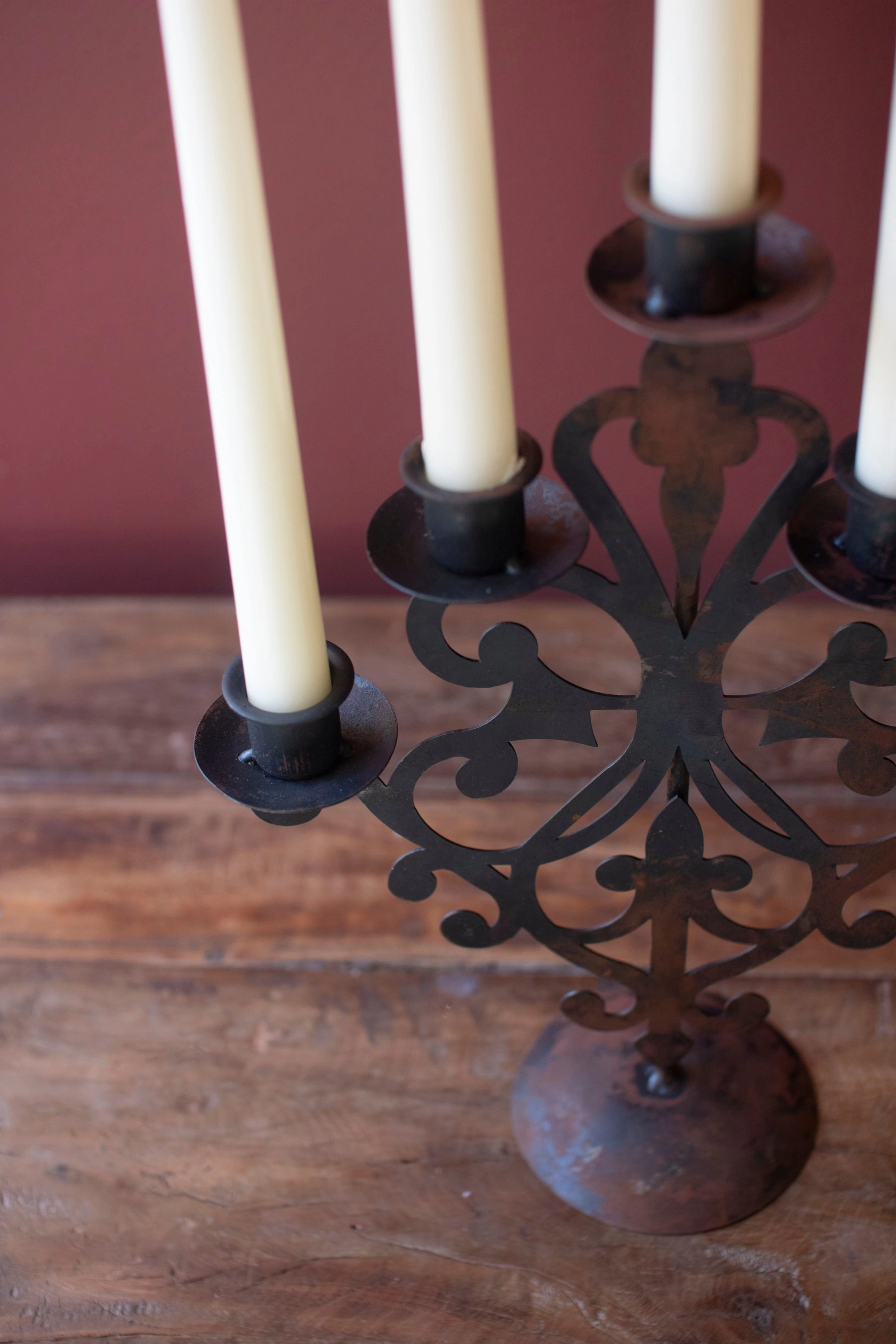 Set of 2 Decorative Iron Taper Candelabras