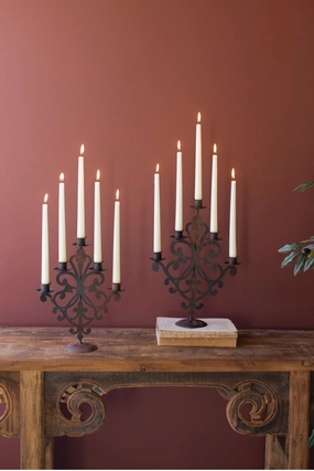 Set of 2 Decorative Iron Taper Candelabras Candle Holders discount collection