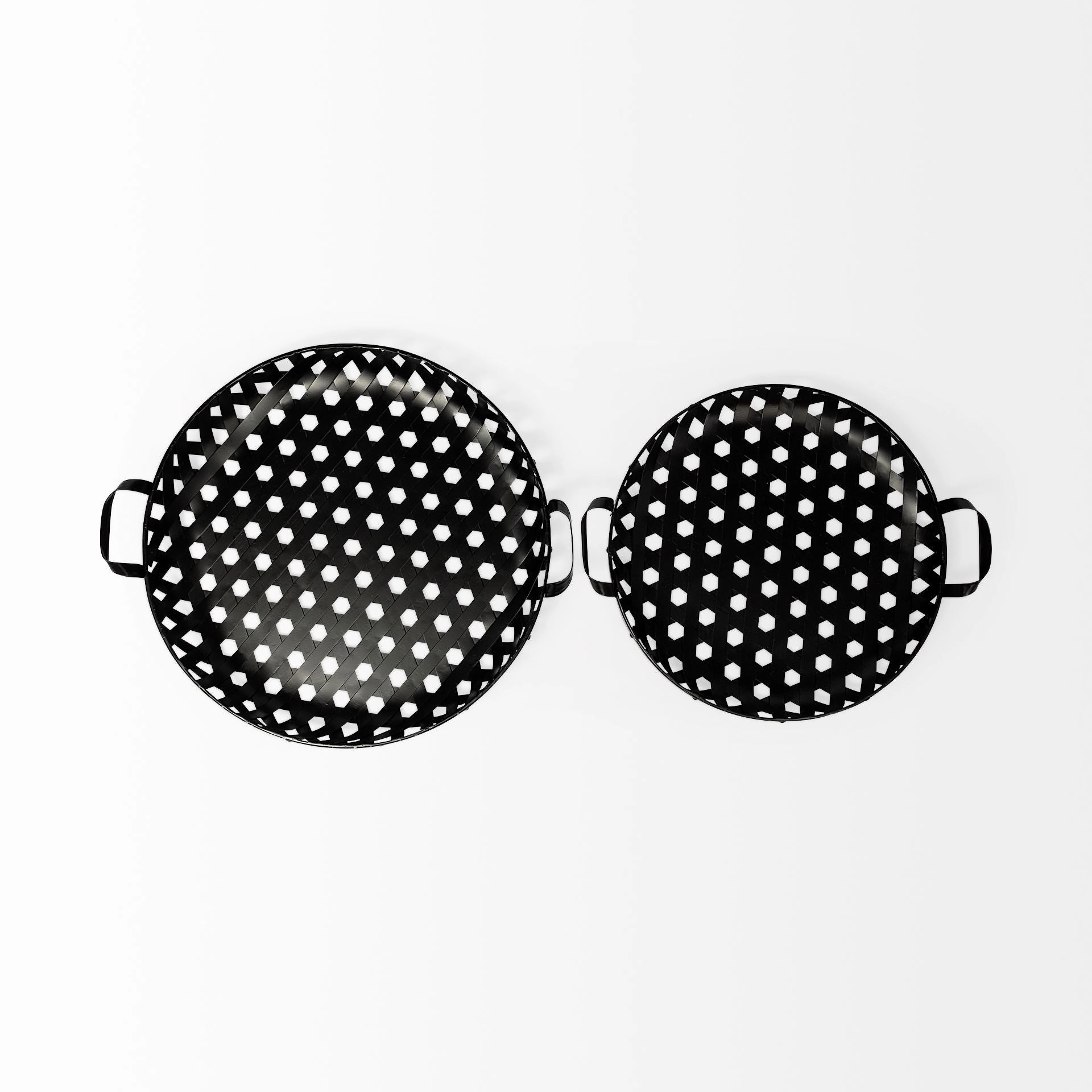 Set Of 2 Matte Black Metal With Interweaved Bottom Trays Cooking Tools & Accessories outlet tools