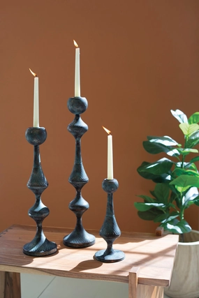 Set of 3 Metal Candle Towers Candle Holders discount collection