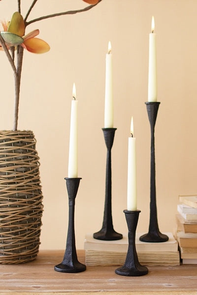 Set Of 4 Cast Iron Taper Candle Holders Candle Holders discount collection
