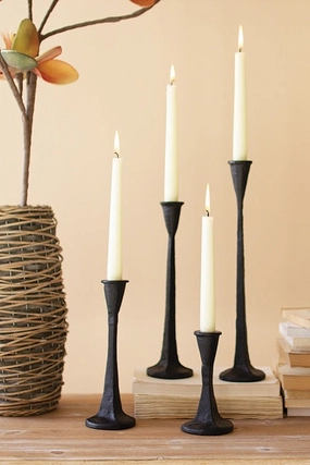 Set Of 4 Cast Iron Taper Candle Holders Candle Holders discount collection