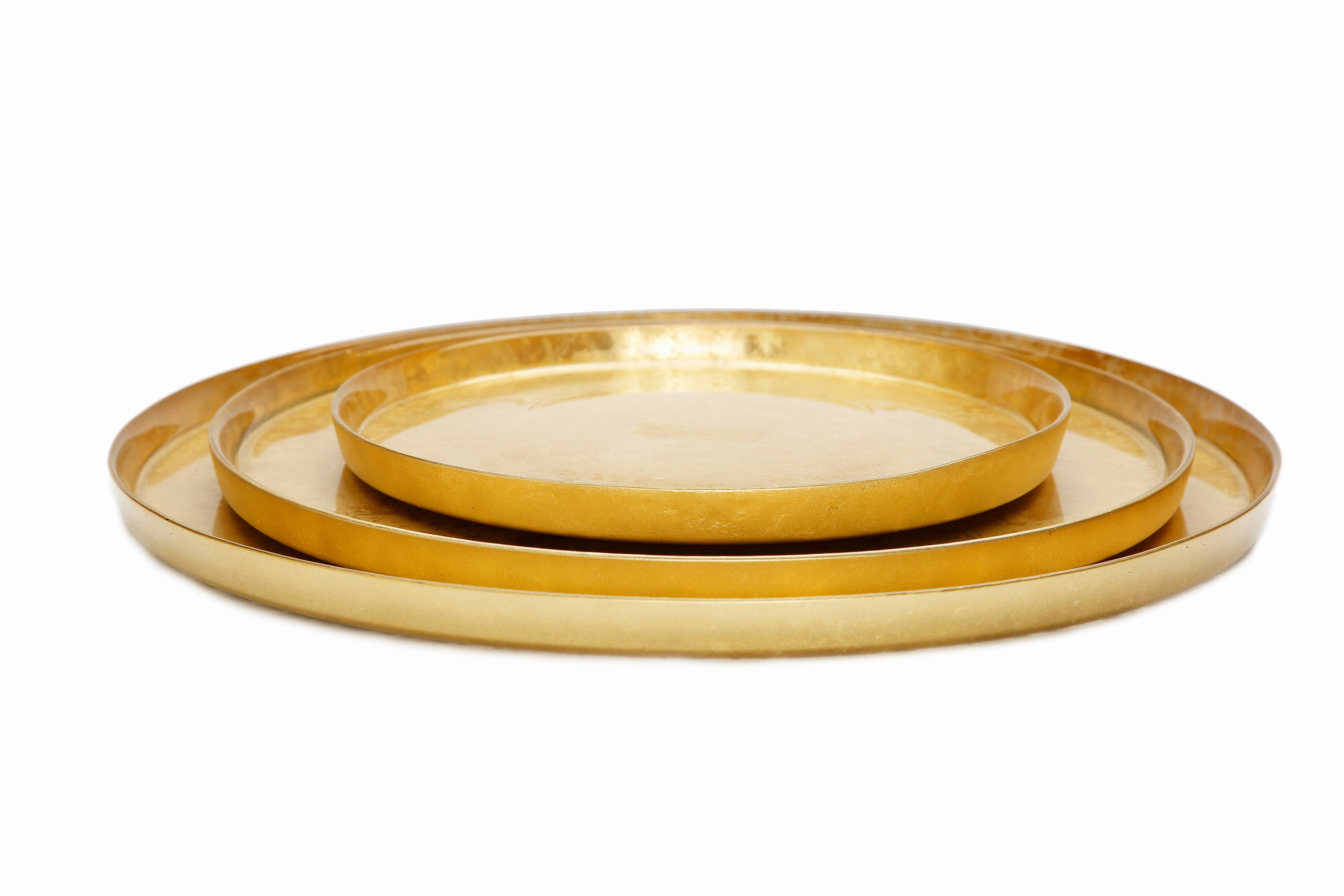Set of 4 Gold Glitter Salad Plates with Raised Rim