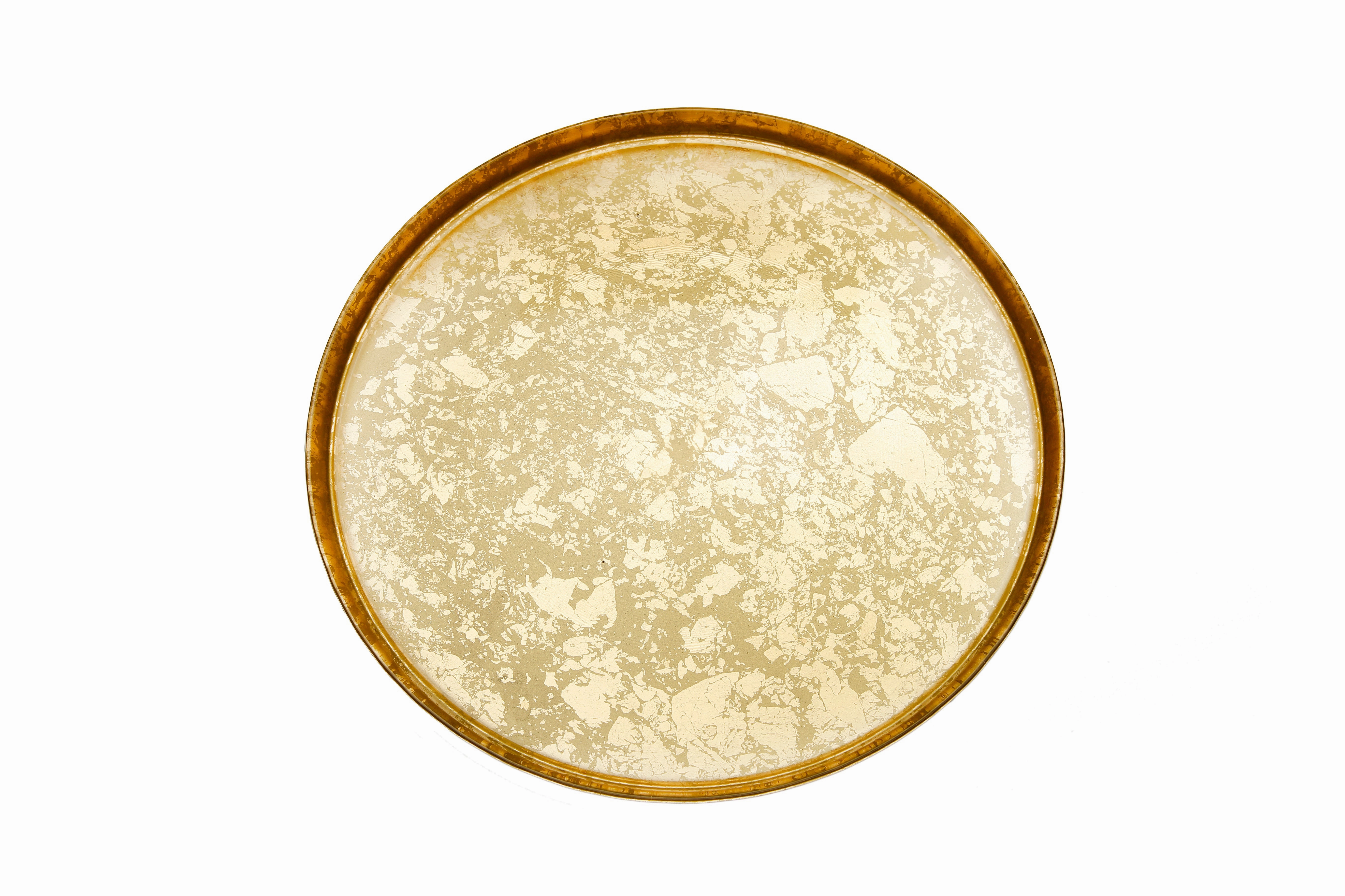 Set of 4 Gold Glitter Salad Plates with Raised Rim