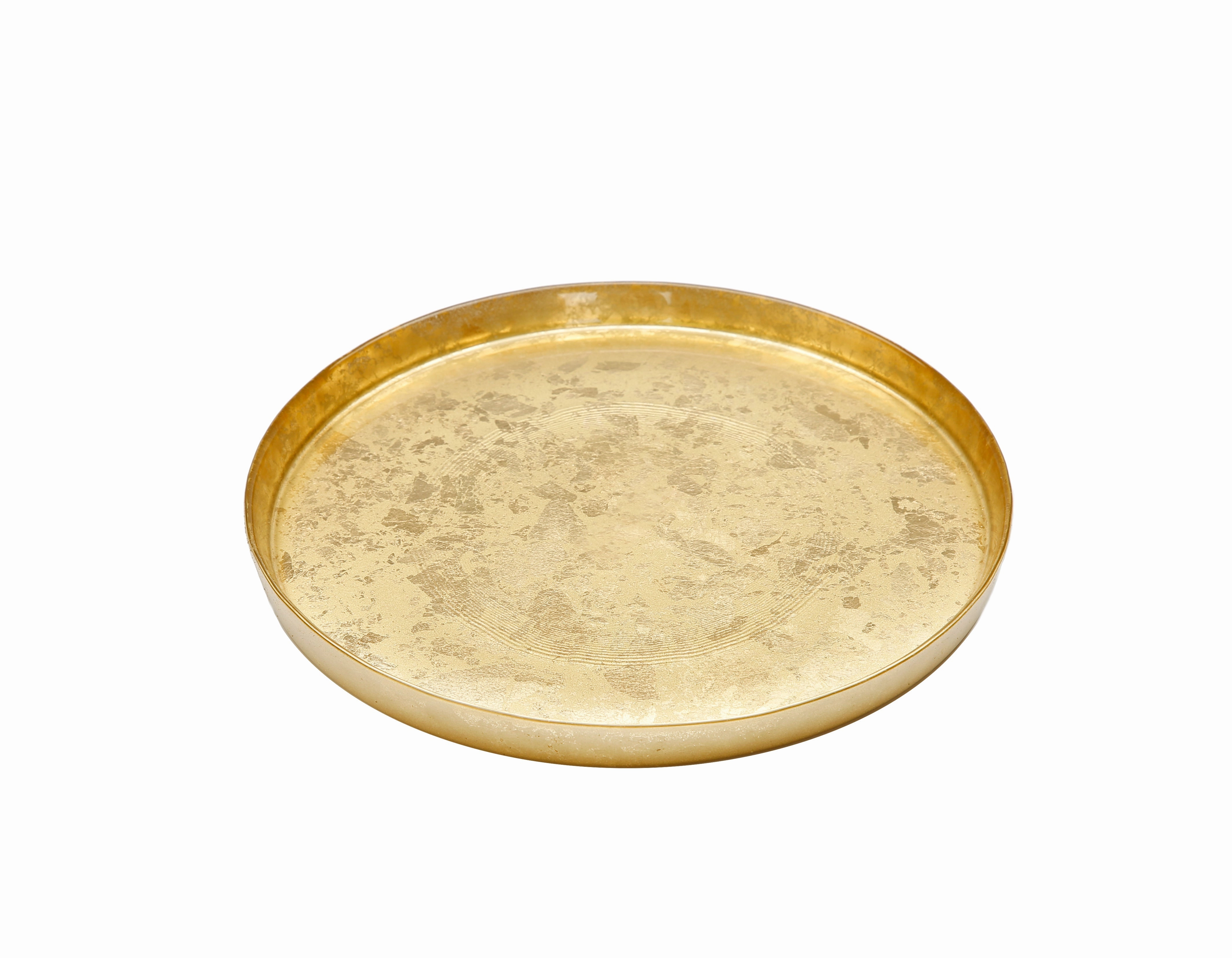 Set of 4 Gold Glitter Salad Plates with Raised Rim