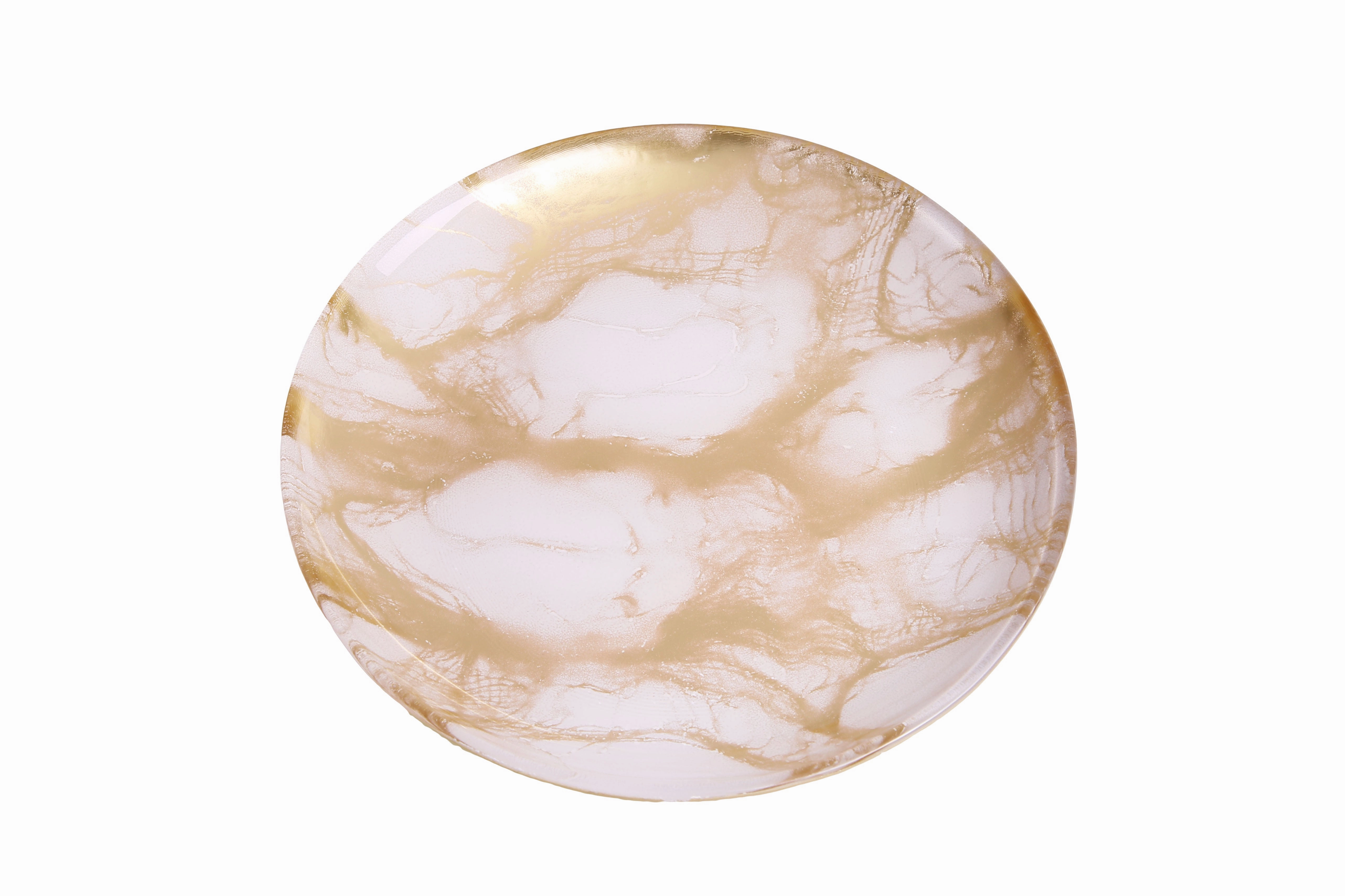 Set Of 4 Gold-White Marble Plates - 6.5"D Serveware deals online