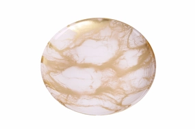 Set Of 4 Gold-White Marble Plates - 6.5"D Serveware deals online