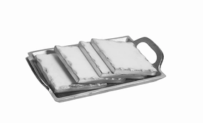 Set of 4 Marble Coasters with Tray - Silver Serveware discount kitchenware
