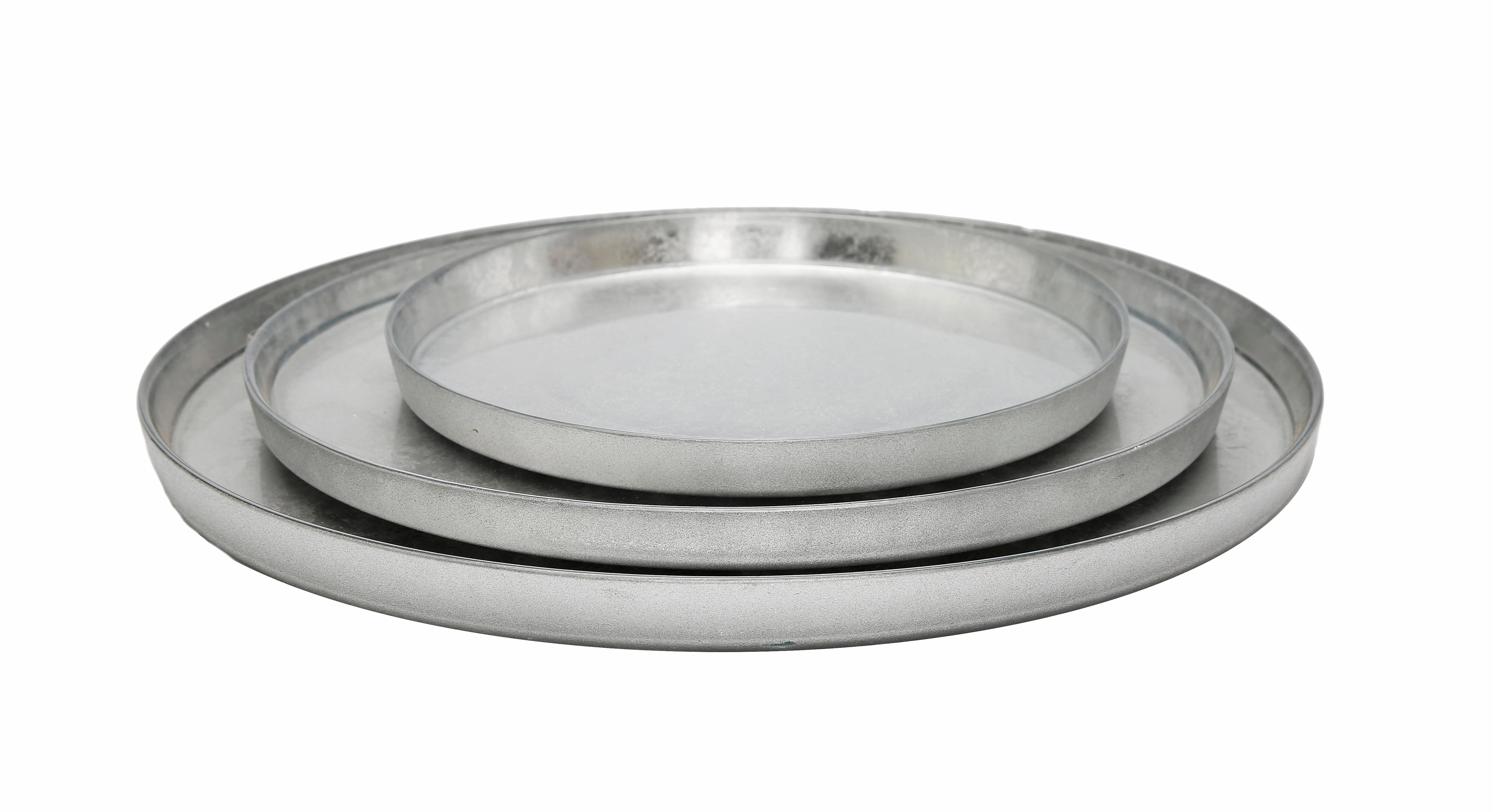 Set of 4 Silver Glitter Salad Plates with Raised Rim