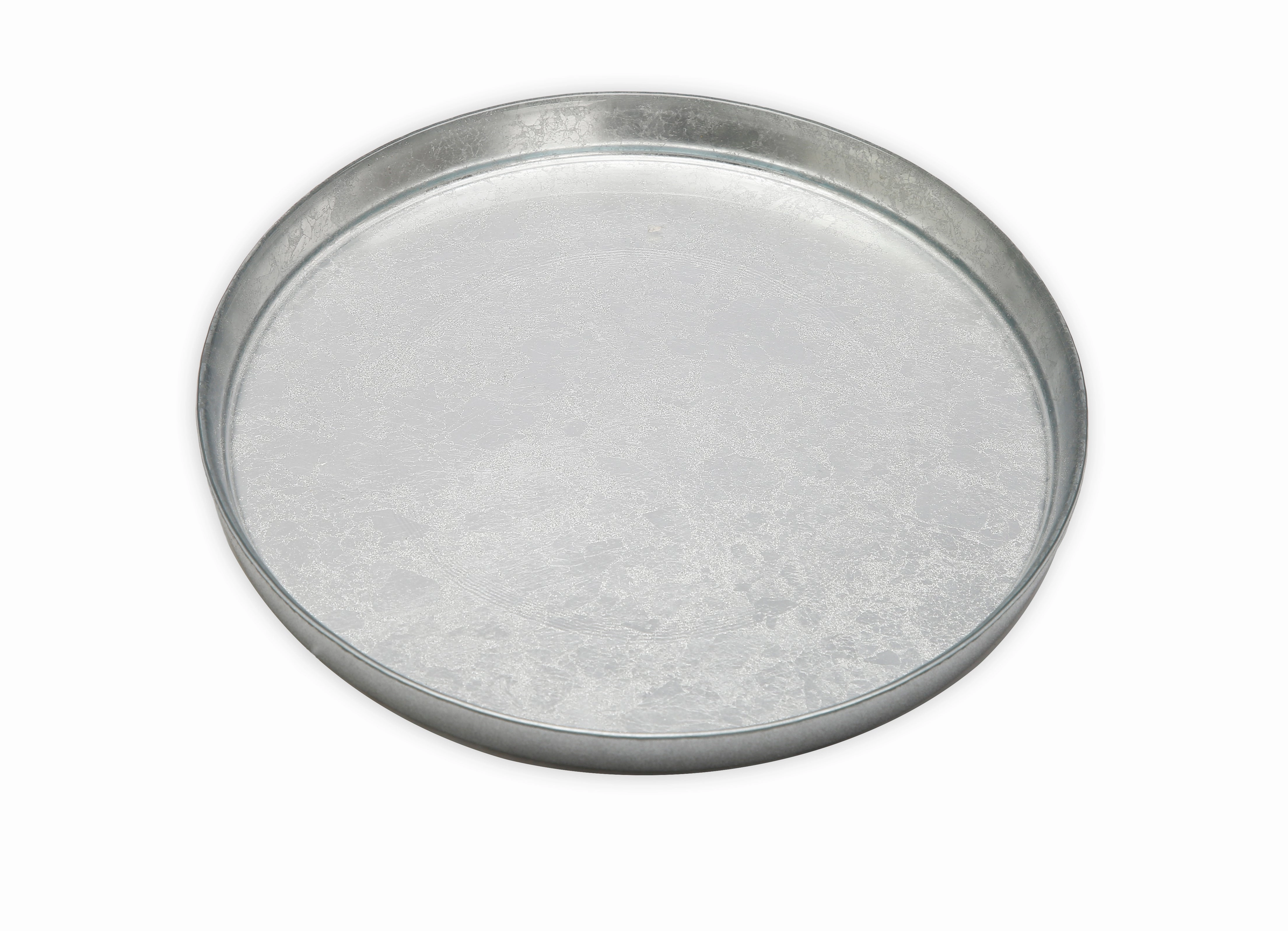Set of 4 Silver Glitter Salad Plates with Raised Rim