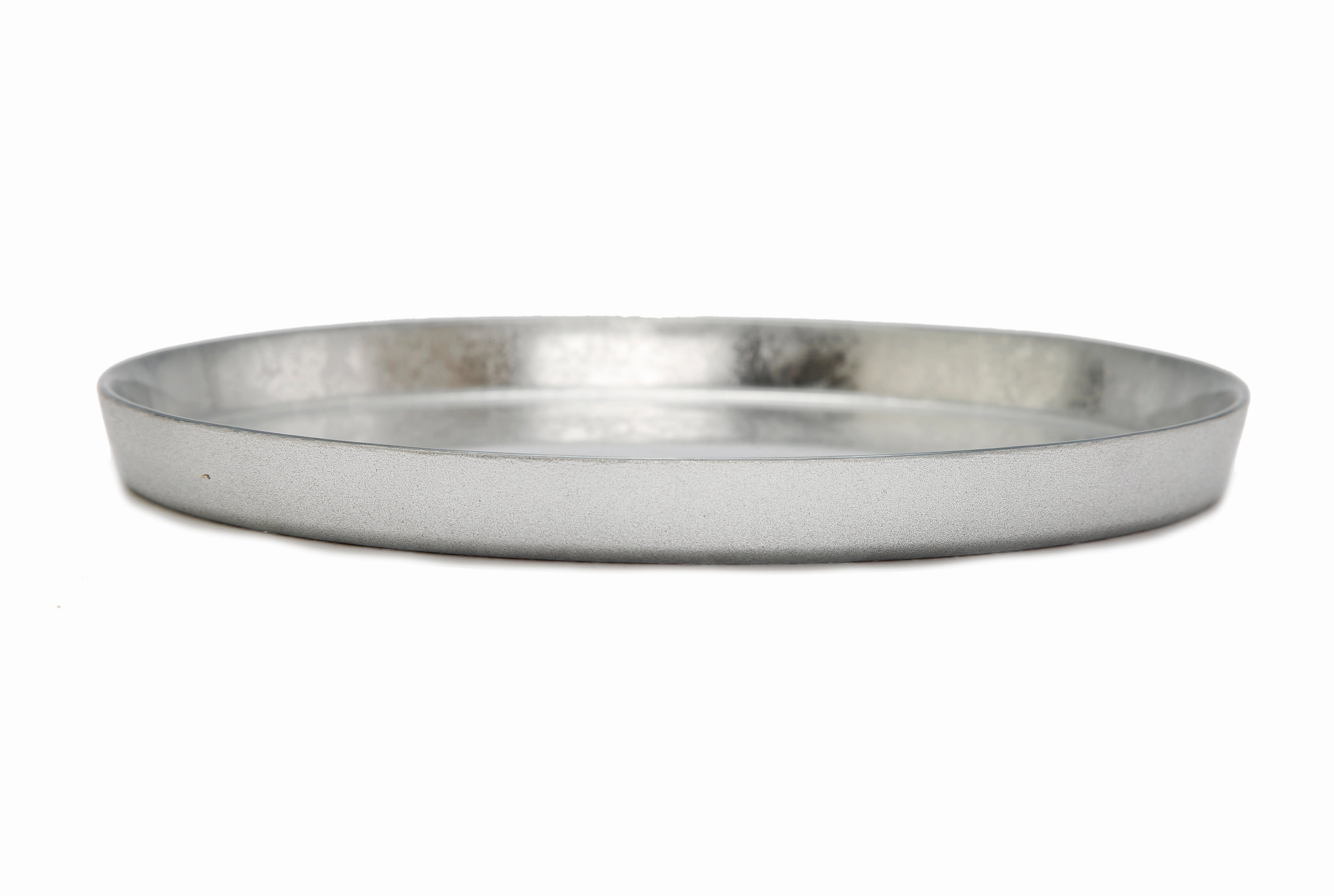 Set of 4 Silver Glitter Salad Plates with Raised Rim Serveware deals online