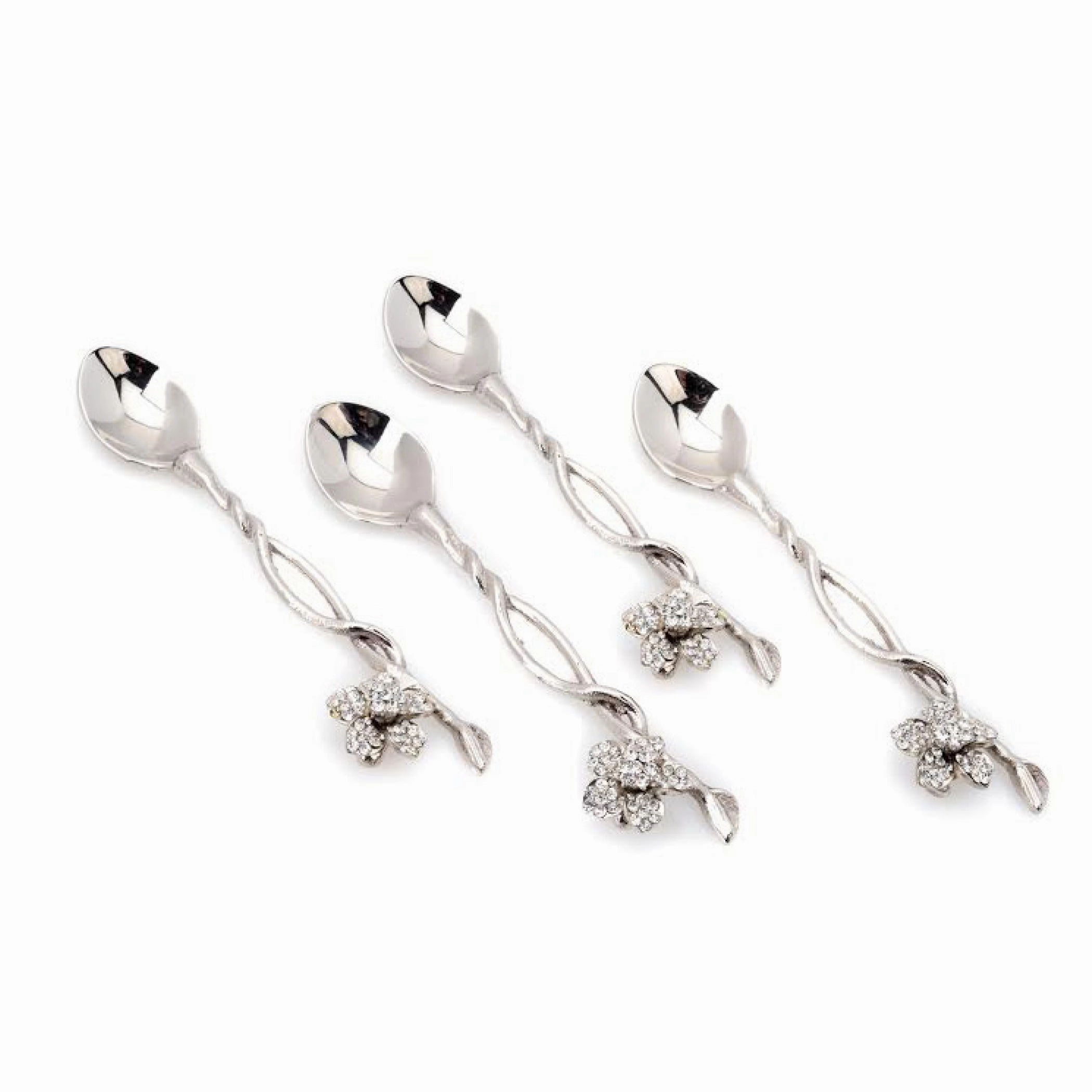 Set of 4 Spoons with Jeweled Flower Serveware discount kitchenware