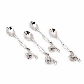 Set of 4 Spoons with Jeweled Flower Serveware discount kitchenware
