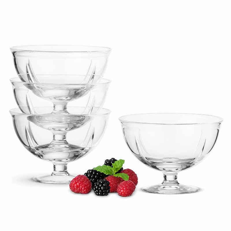 Set of 4 Stemmed Bowls, D12cm, Clear Bowls dinnerware special