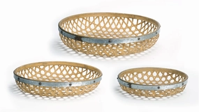 Set Of Three Brown Round Solid Wood Serving Tray Cooking Tools & Accessories outlet tools