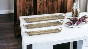 Set of Three Gold Metal Tray With Handles Cooking Tools & Accessories outlet tools