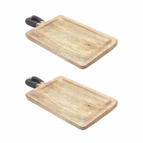 Set of Two Brown Solid Wood Cheese Boards Cooking Tools & Accessories outlet tools